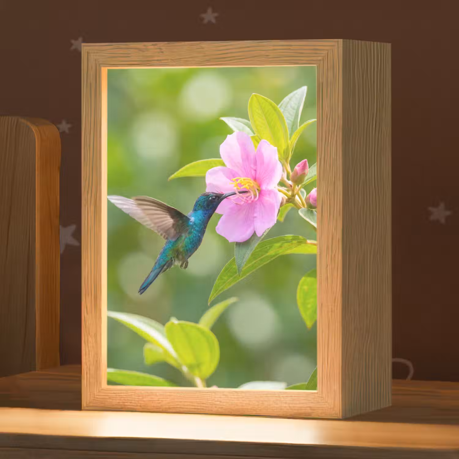 Kolibrie - Bloem - Natuur - Groen Light Box met kabel (Kinderlampje) klein -zzz_3d_website