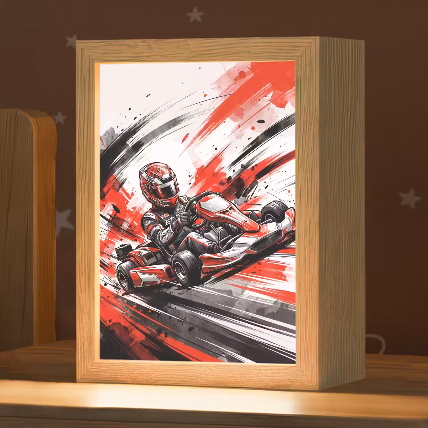 Kart - Coureur - Snelheid - Rood Light Box met kabel (Kinderlampje) klein -zzz_3d_website