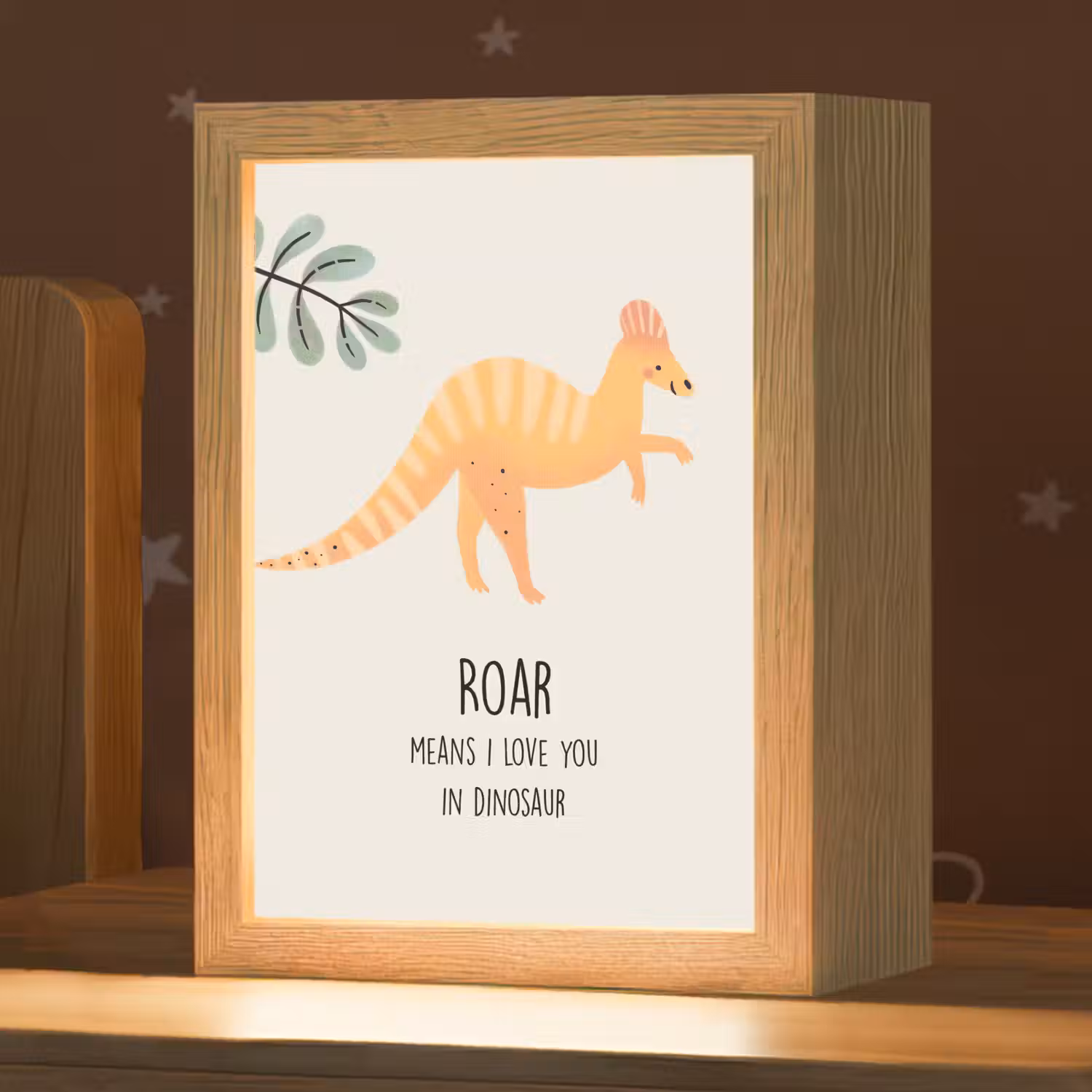 Kinderen - Dino - Beige - Quote - Roar, I love you Light Box met kabel klein -zzz_3d_website