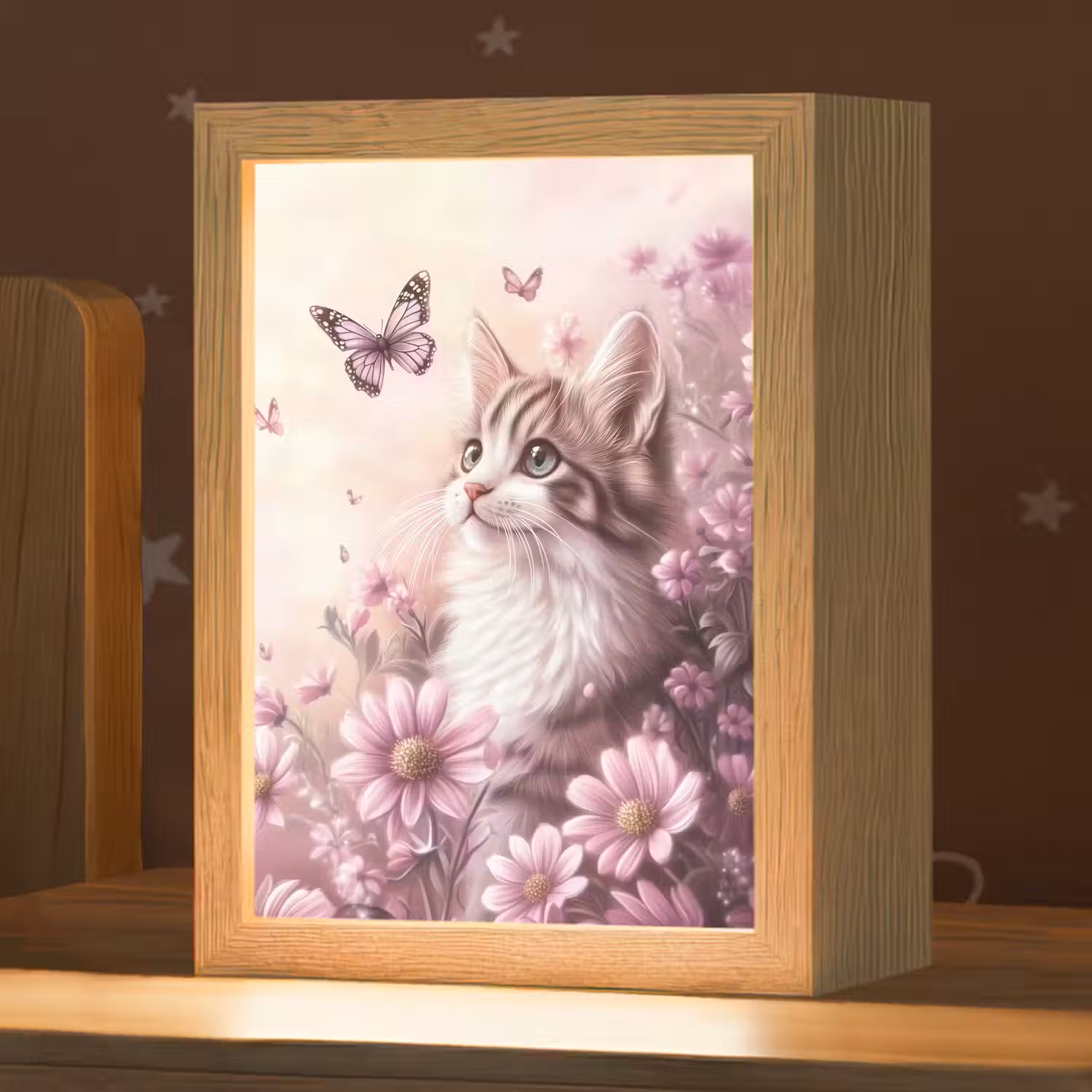 Kitten - Bloemen - Vlinders - Paars Light Box met kabel klein -zzz_3d_website