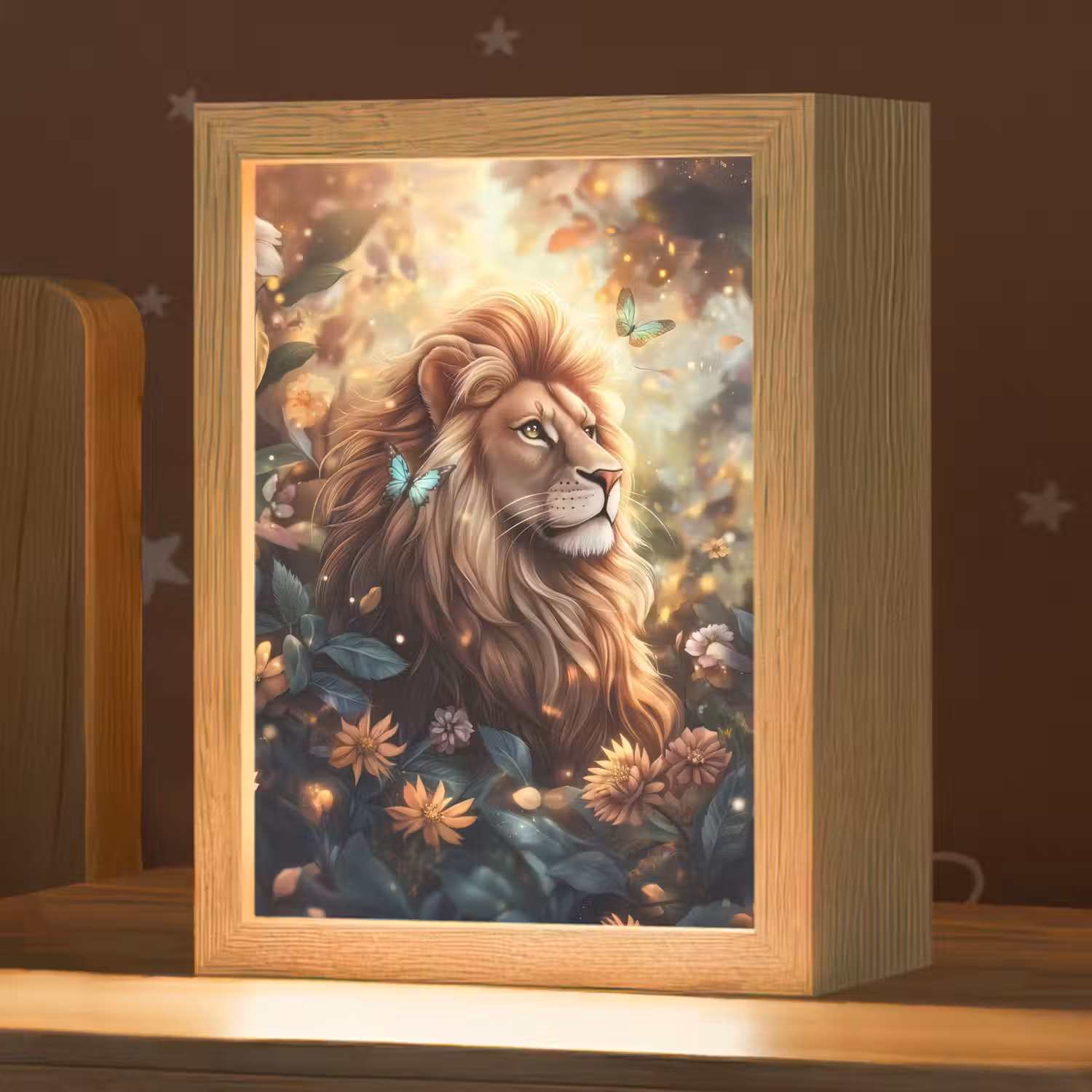 Leeuw - Dieren - Bloemen - Jungle Light Box met kabel klein -zzz_3d_website