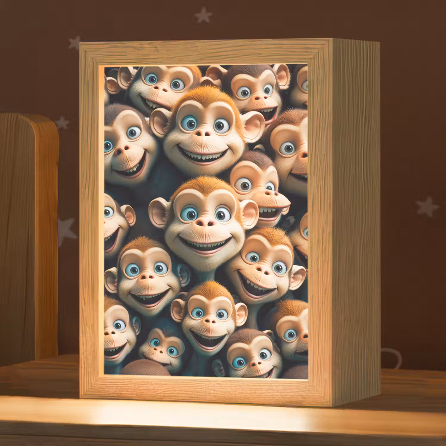 Aap - Dieren - Bruin - Design - Meiden - Jongens Light Box met kabel klein -zzz_3d_website