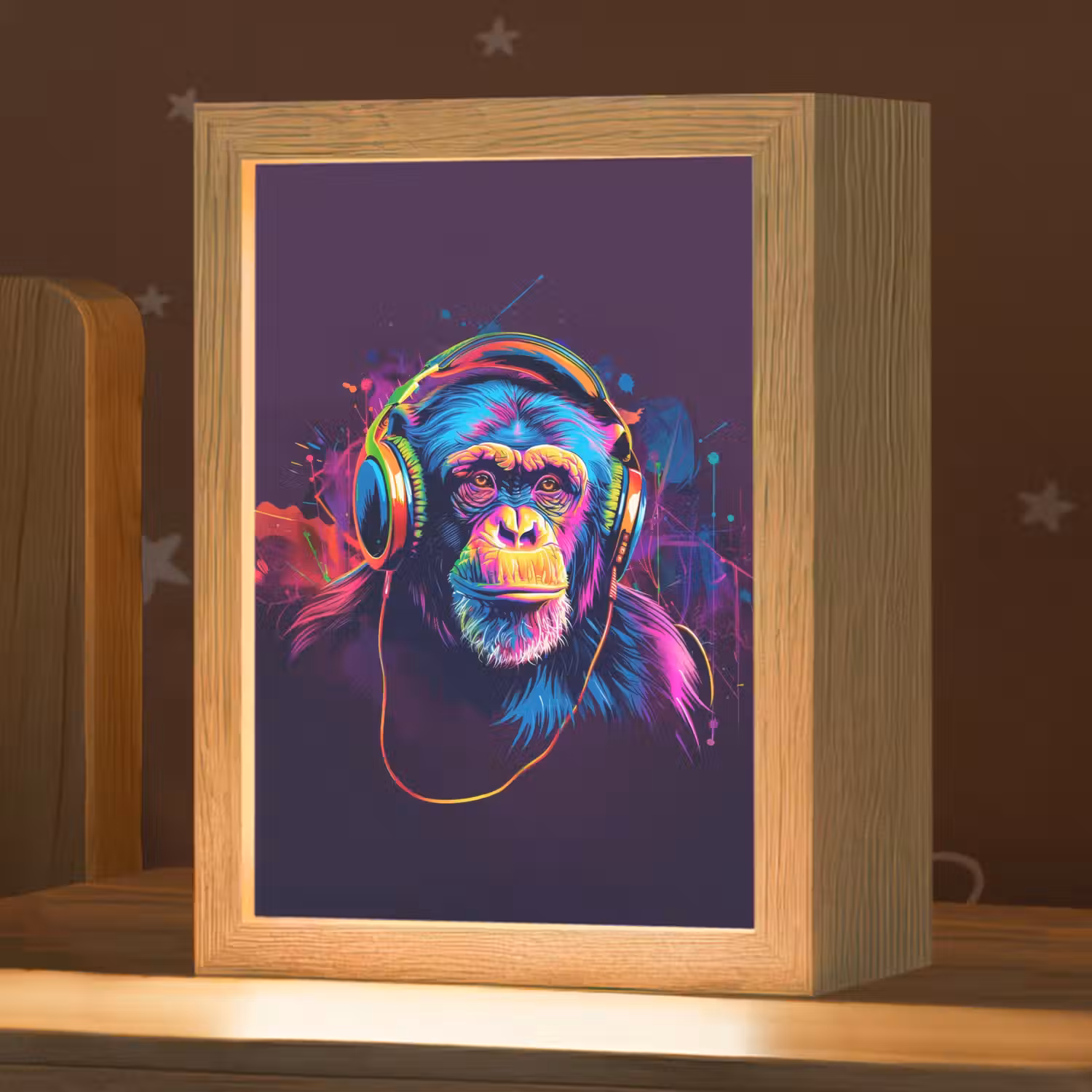 Aap - Koptelefoon - Muziek - Kleurrijk Light Box met kabel klein -zzz_3d_website
