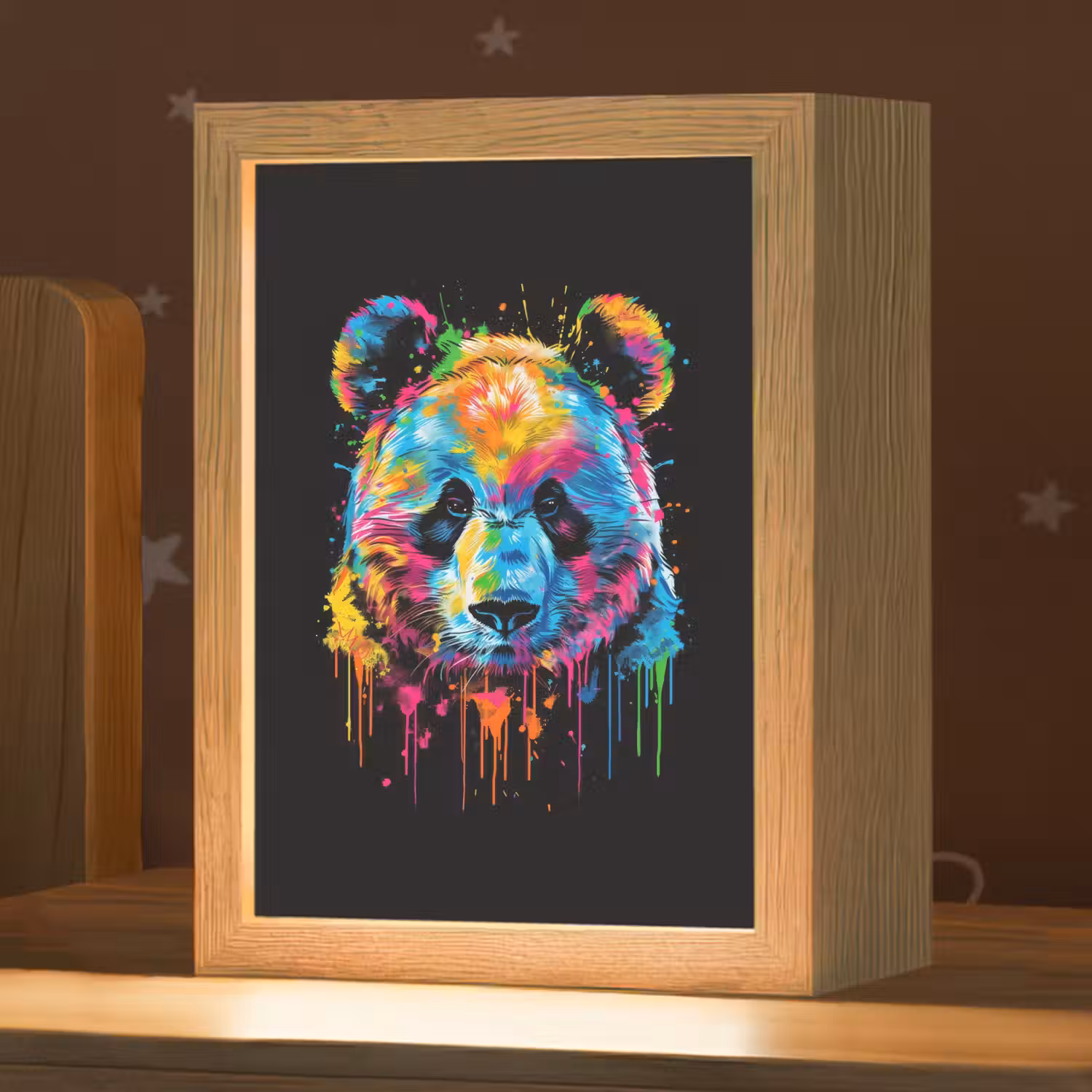 Panda - Dieren - Kleur - Verf - Zwart Light Box met kabel klein -zzz_3d_website
