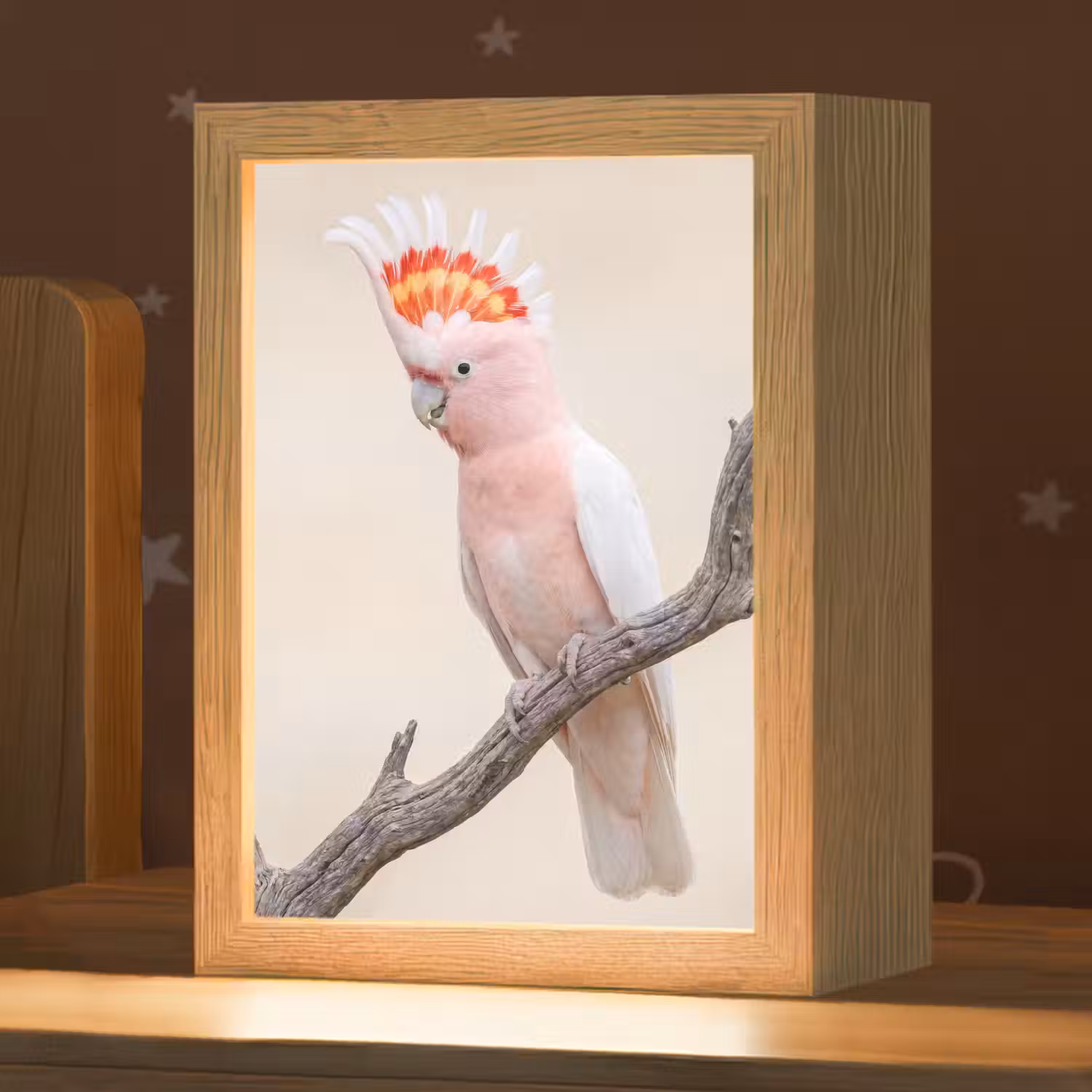 Papagaai - Tak - Roze Light Box met kabel (Kinderlampje) klein -zzz_3d_website
