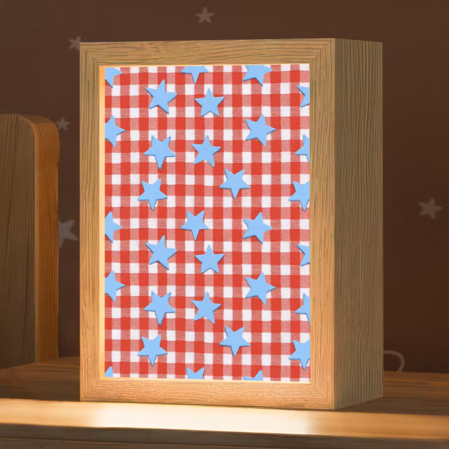 Ruit - Sterren - Rood Light Box met kabel (Kinderlampje) klein 904 -zzz_3d_website