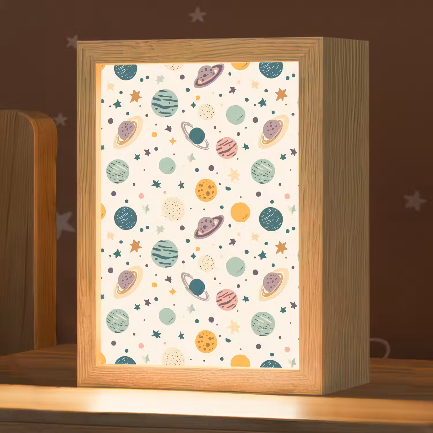 Planeten - Retro - Kleurrijk Light Box met kabel (Kinderlampje) klein 904 -zzz_3d_website