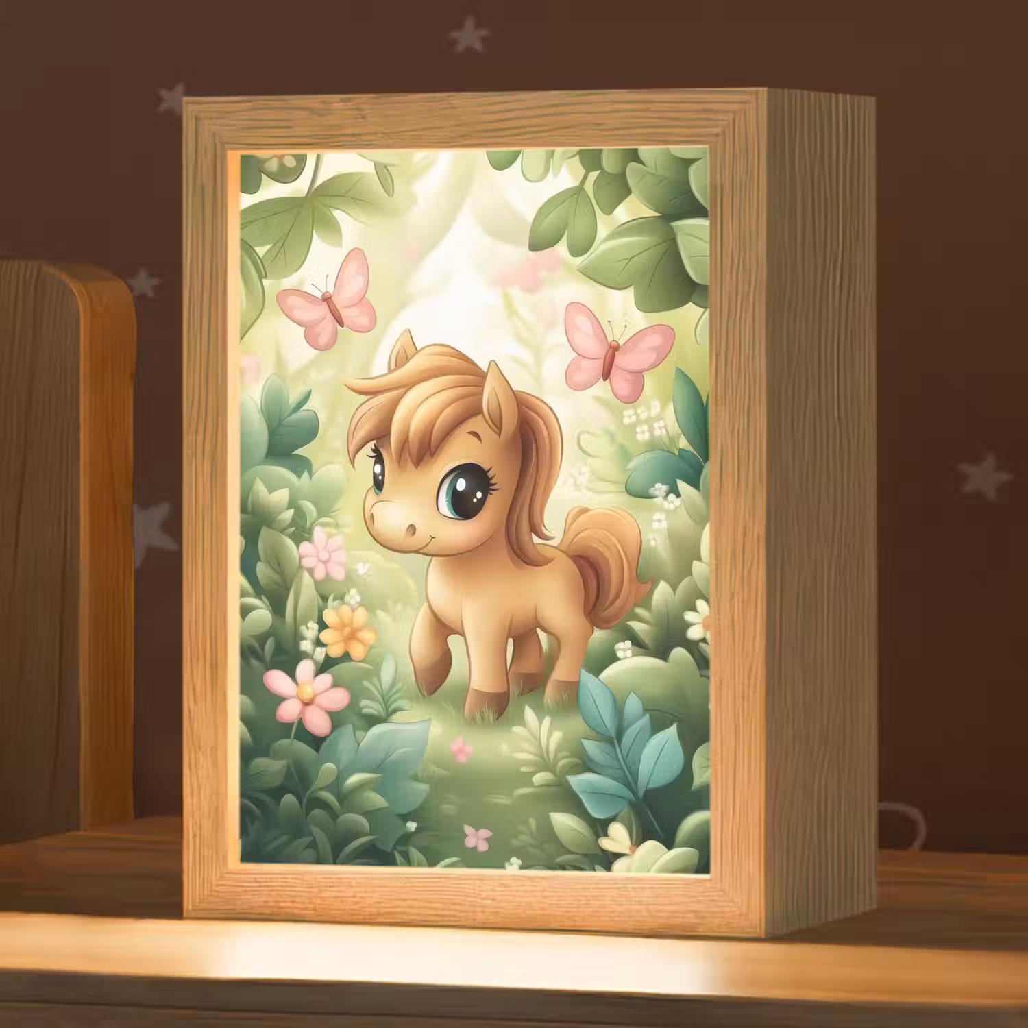 Pony - Bruin - Cartoon - Vlinders Light Box met kabel klein -zzz_3d_website