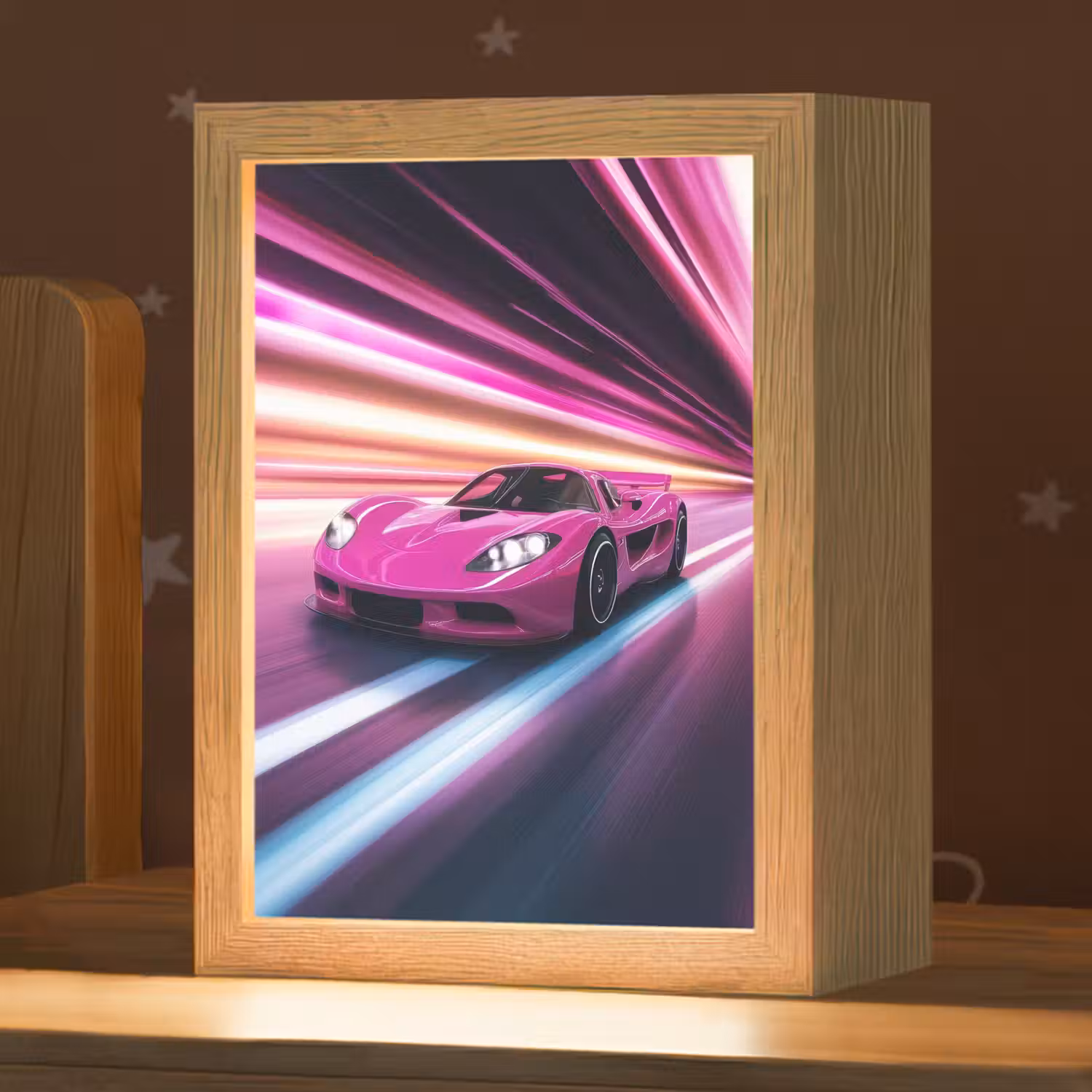 Raceauto - Roze - Neon Light Box met kabel klein -zzz_3d_website