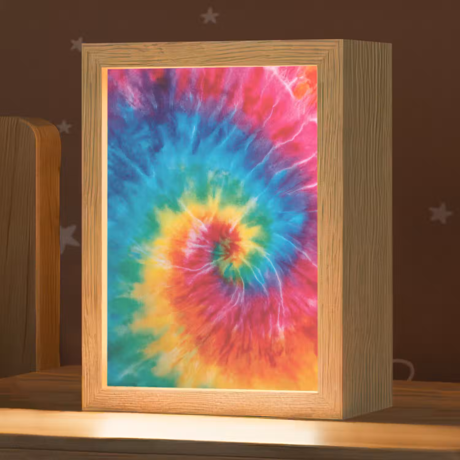 Regenboog - Tie dye - Kleurrijk - Blauw Light Box met kabel klein -zzz_3d_website