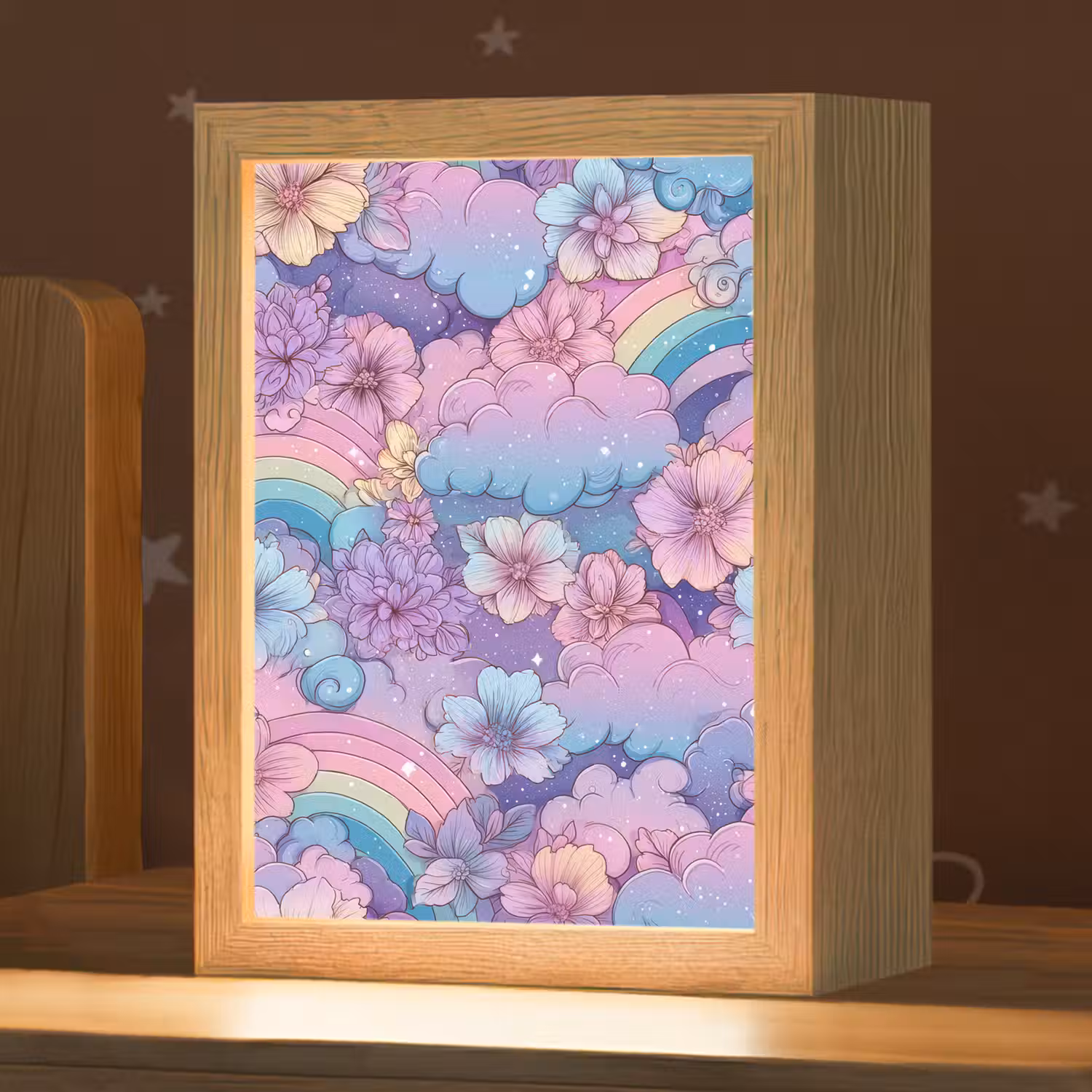 Regenbogen - Bloemen - Kleurrijk - Wolken Light Box met kabel klein -zzz_3d_website