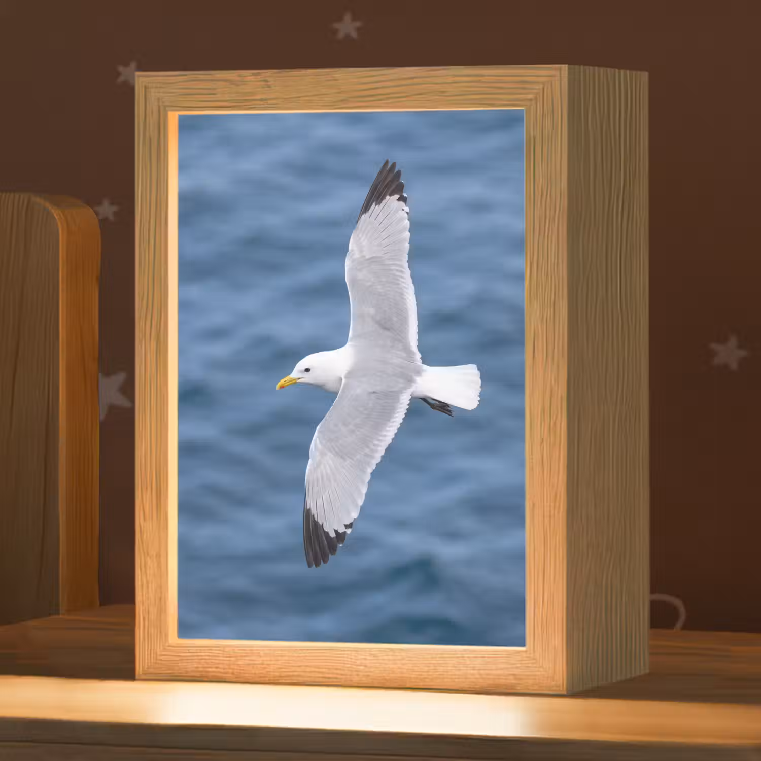 Zeemeeuw - Oceaan - Blauw Light Box met kabel (Kinderlampje) klein -zzz_3d_website