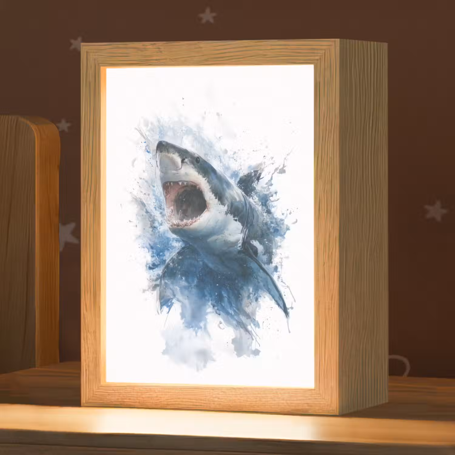 Haai - Blauw - Water Light Box met kabel klein -zzz_3d_website