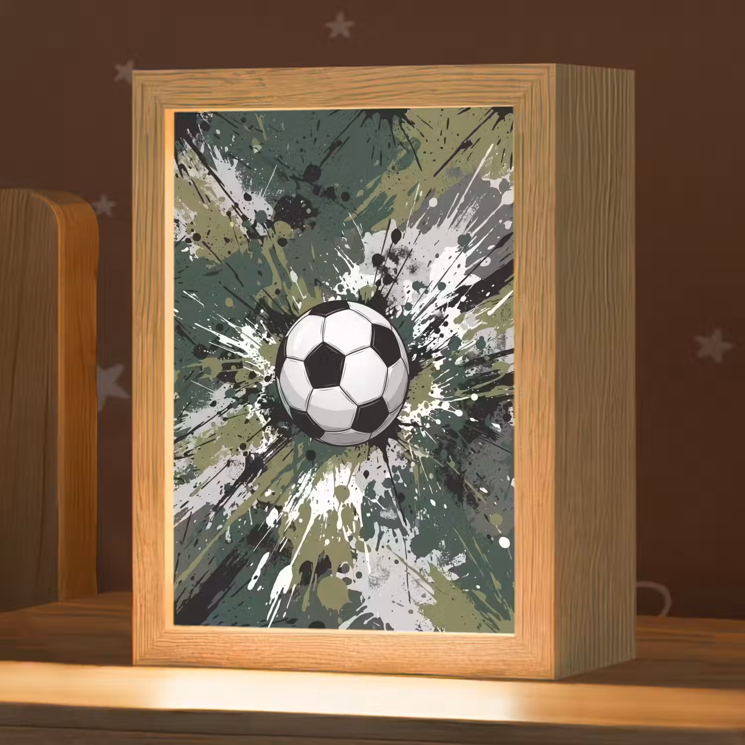 Voetbal - Verf - Spetters - Groen Light Box met kabel (Kinderlampje) klein -zzz_3d_website
