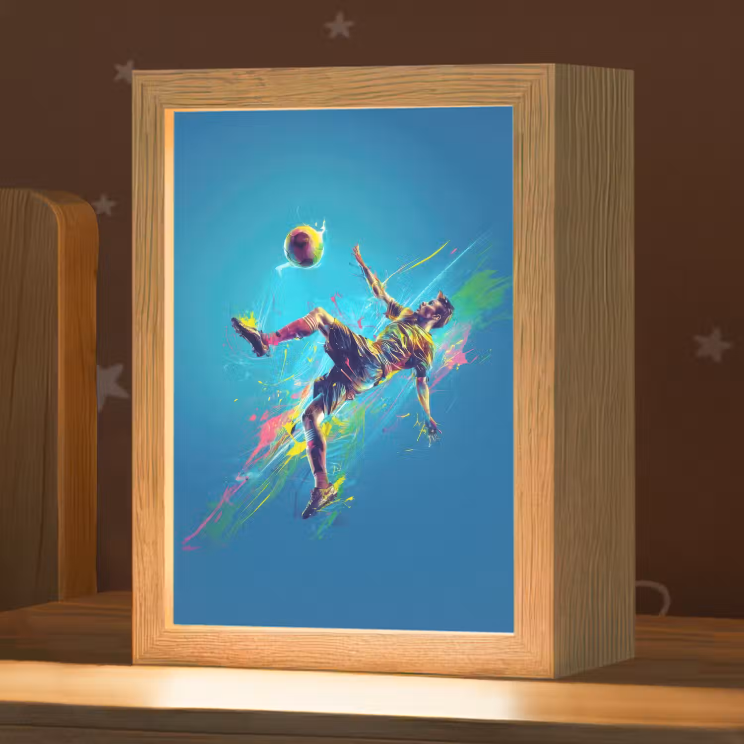 Voetballer - Verfspatten - Kleurrijk - Bal Light Box met kabel klein -zzz_3d_website