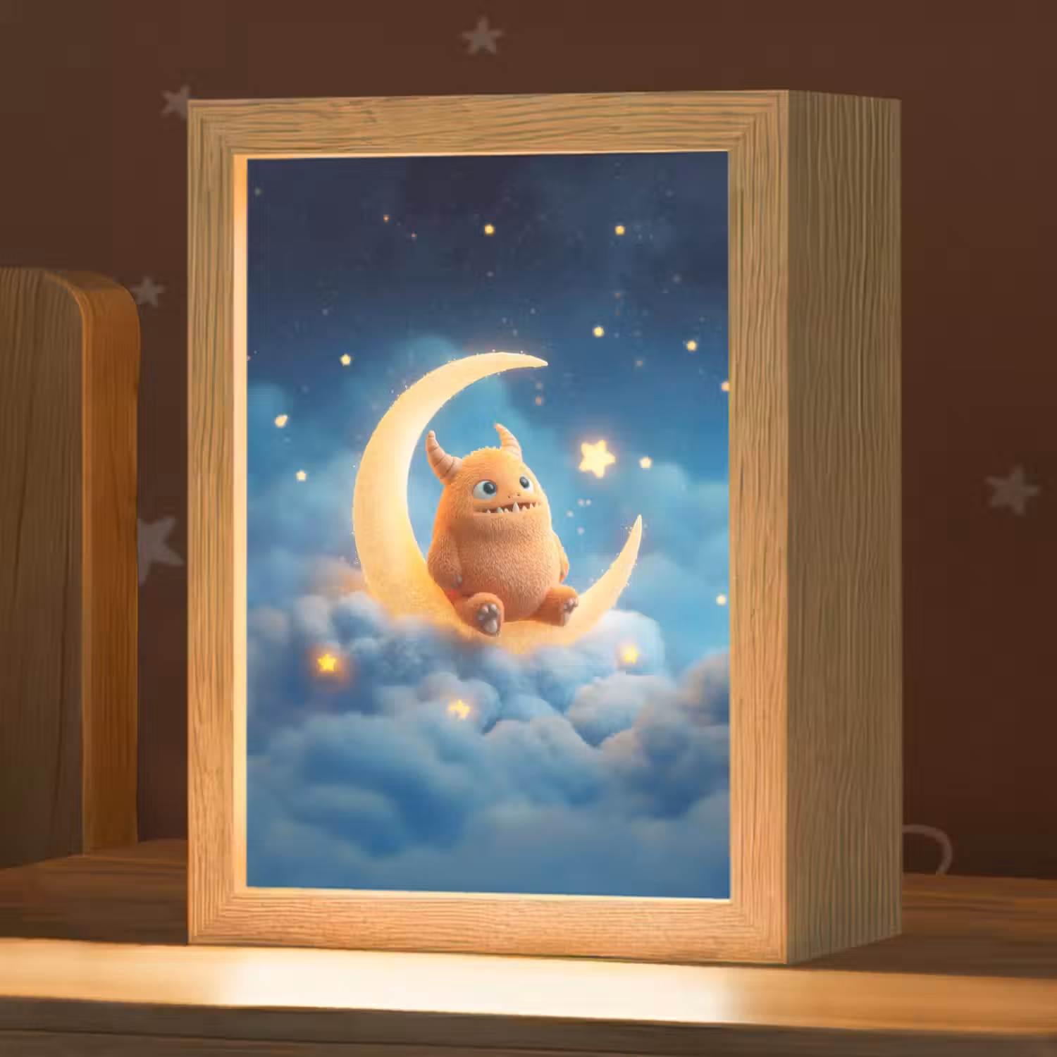 Knuffel - Monster - Maan - Wolken Light Box met kabel klein -zzz_3d_website
