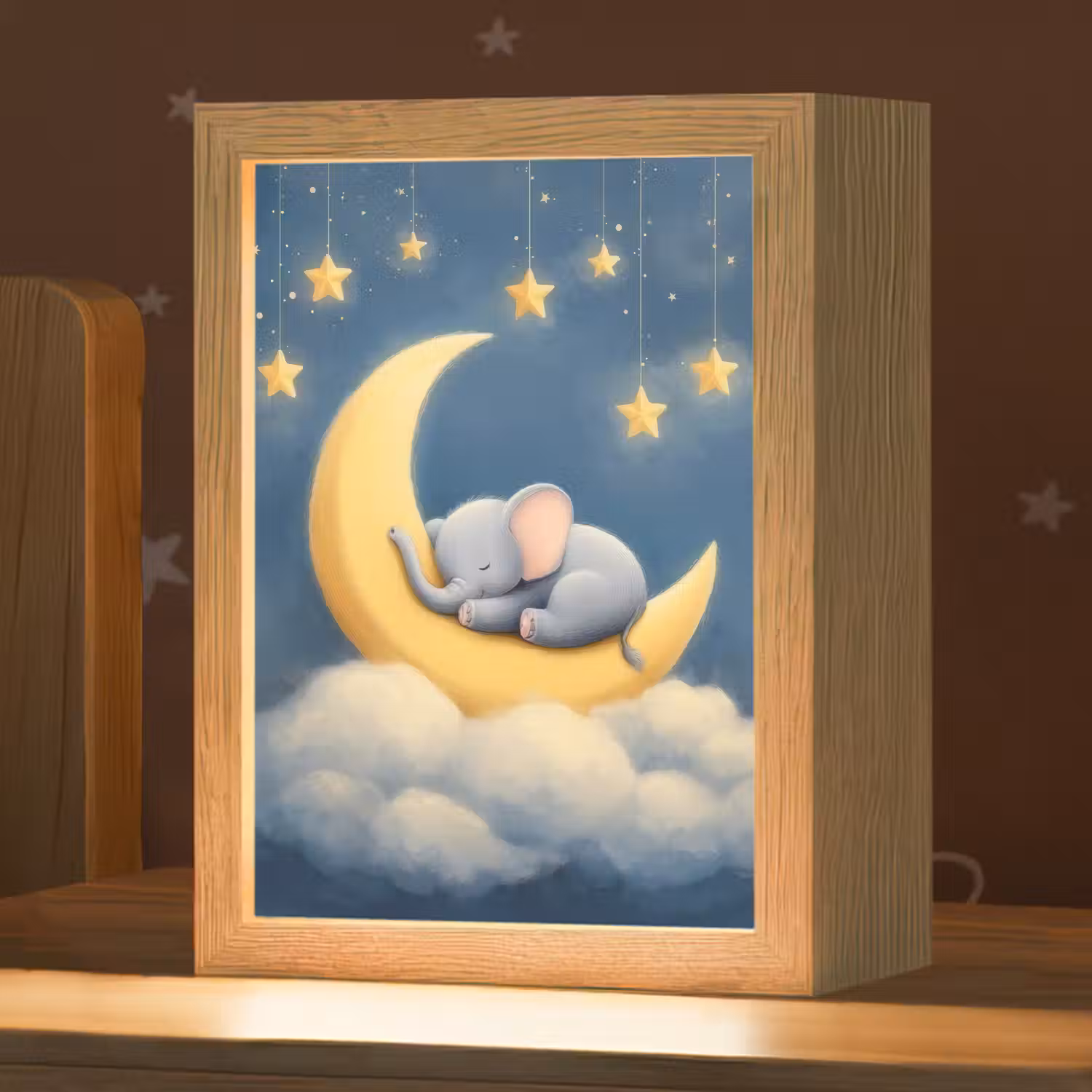 Sterren - Olifant - Maan - Wolken Light Box met kabel klein -zzz_3d_website