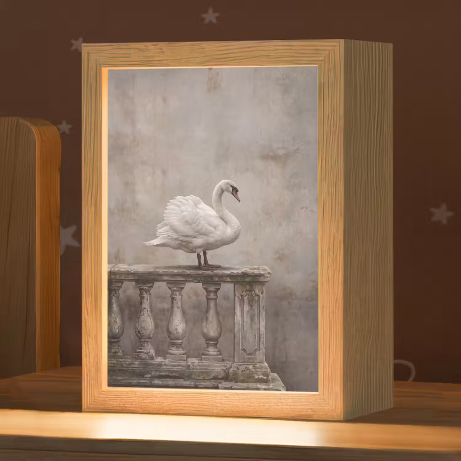 Zwaan - Elegant - Dieren - Wit Light Box met kabel (Kinderlampje) klein -zzz_3d_website