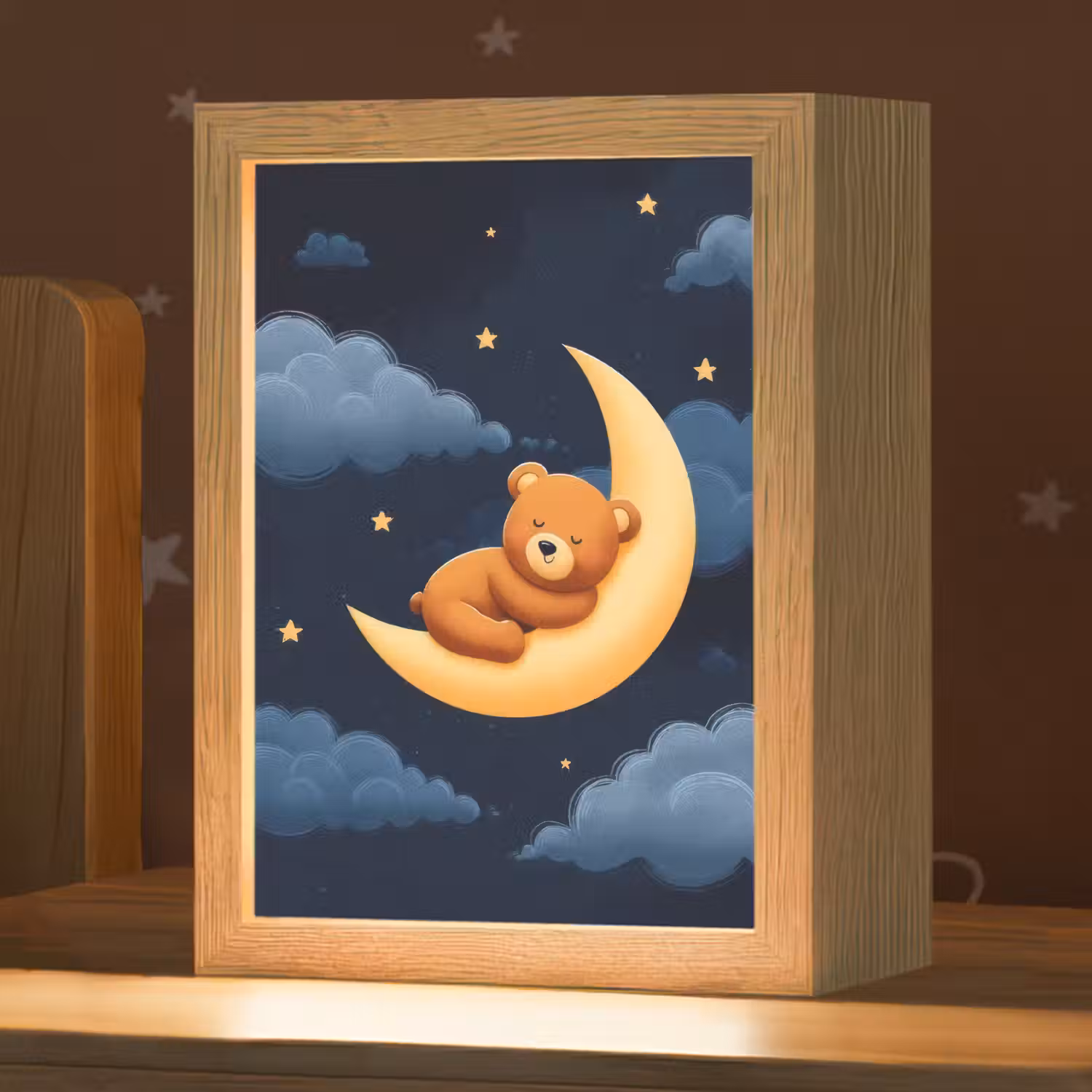 Teddybeer - Maan - Wolken - Sterren Light Box met kabel klein -zzz_3d_website