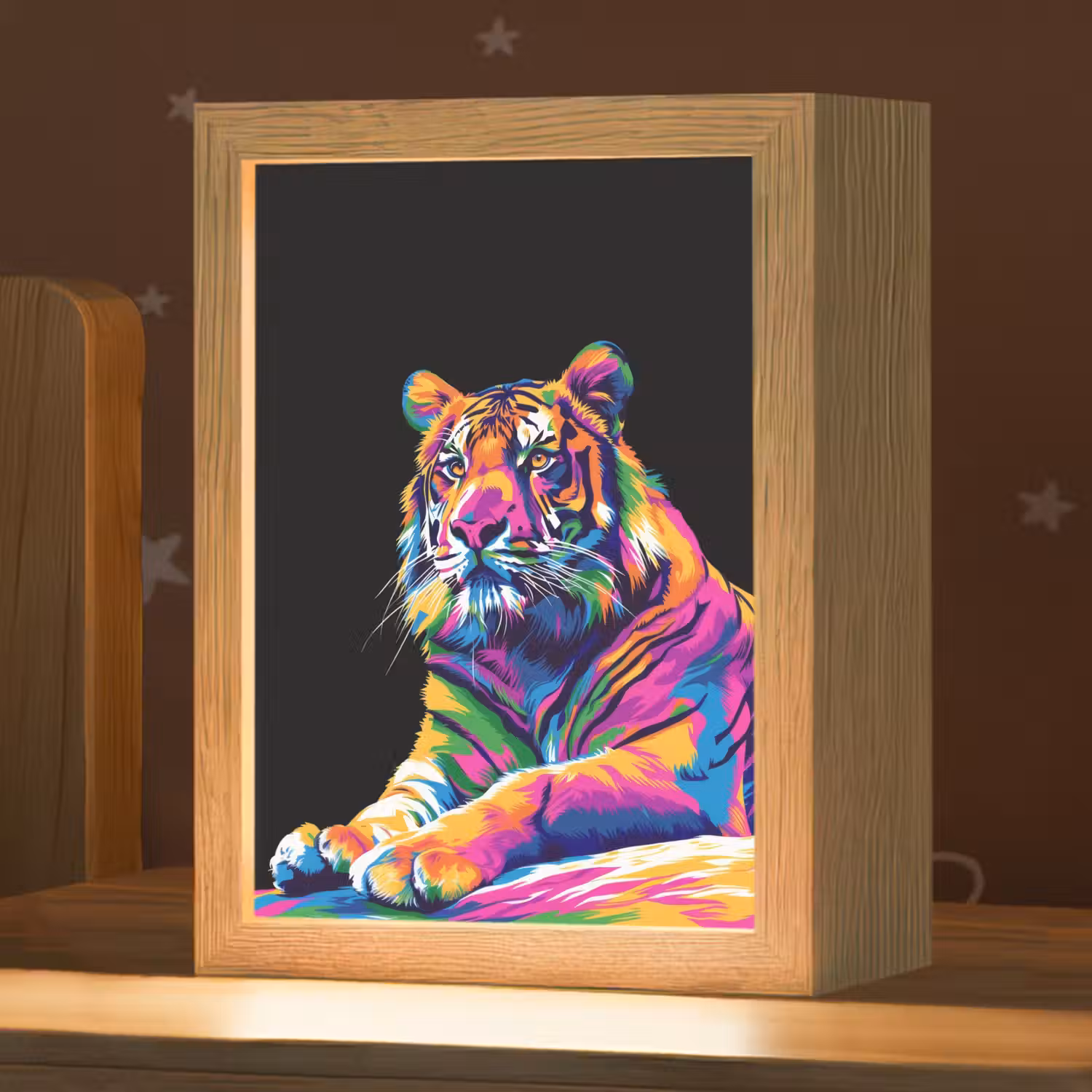 Tijger - Kleurrijk - Dieren - Zwart - Neon Light Box met kabel klein -zzz_3d_website