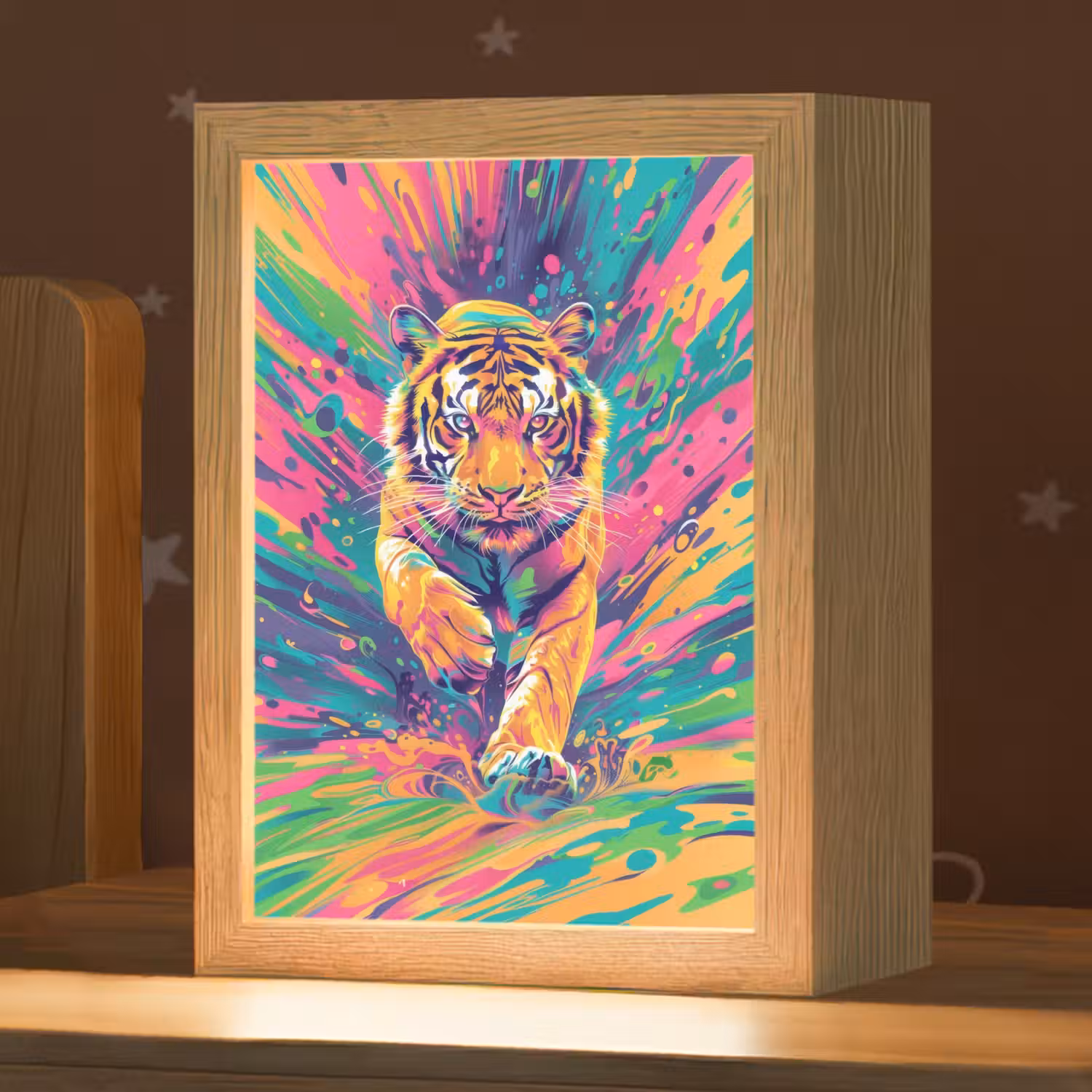 Tijger - Wilde dieren - Kleurrijk - Verflook Light Box met kabel klein -zzz_3d_website
