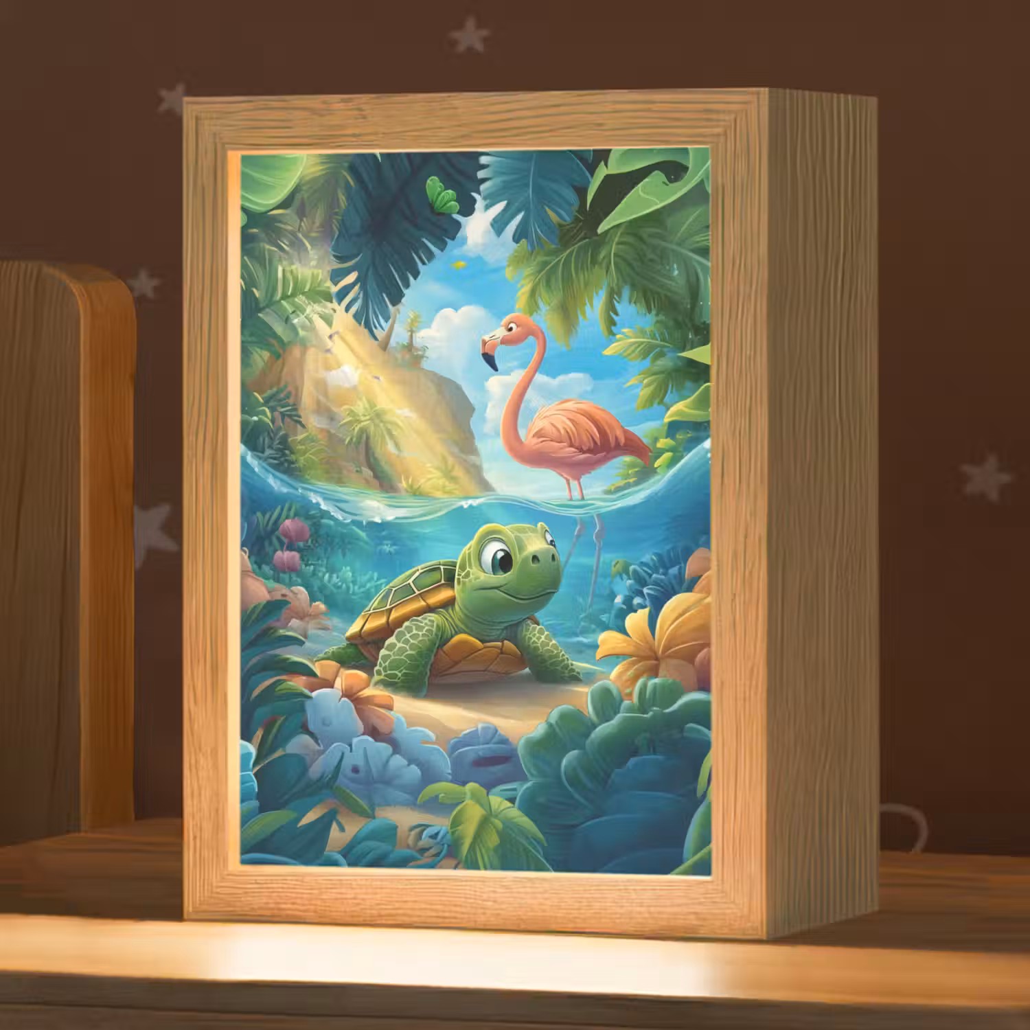 Schildpad - Flamingo - Tropisch - Oceaan Light Box met kabel klein -zzz_3d_website