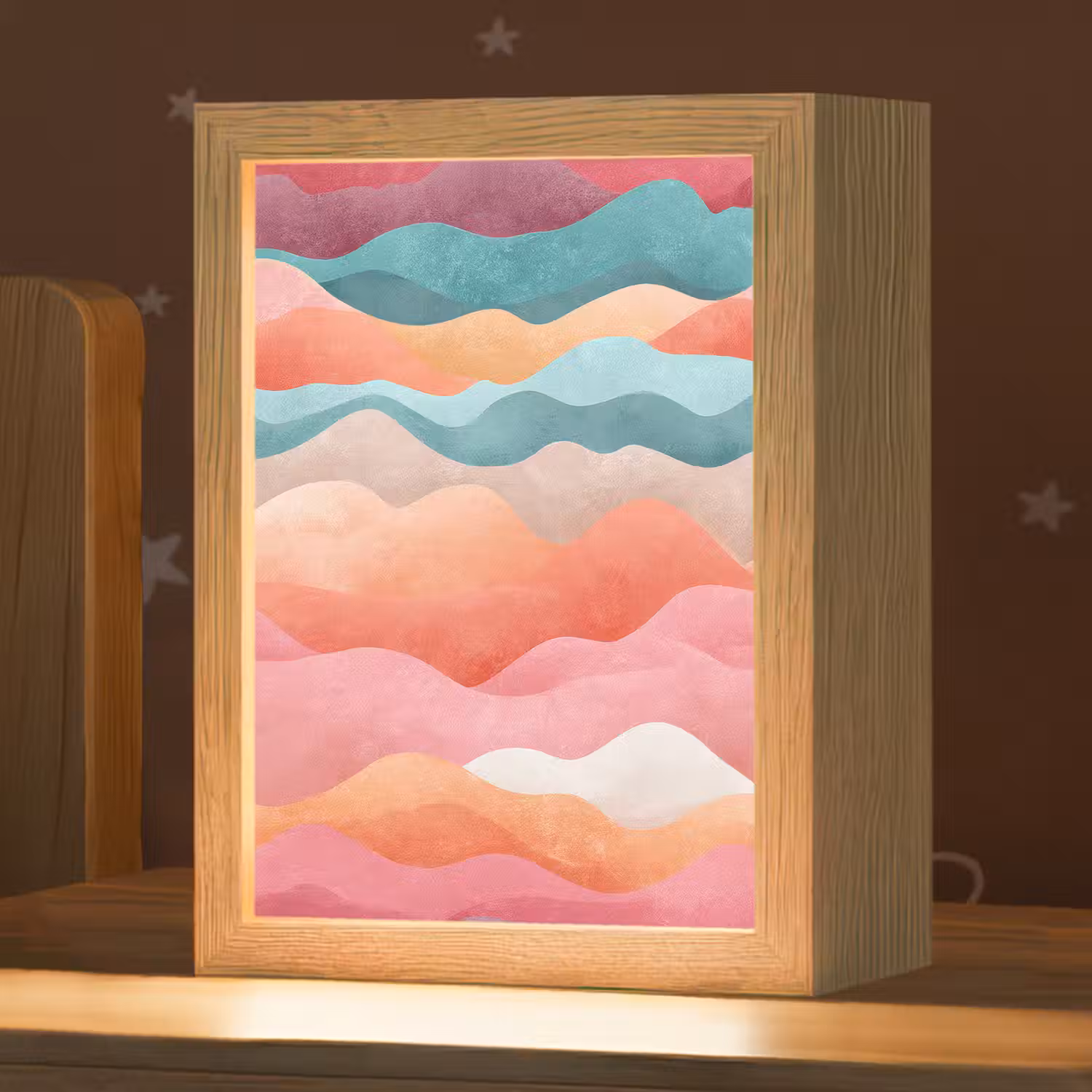 Golven - Kleurrijk - Abstract Light Box met kabel klein -zzz_3d_website