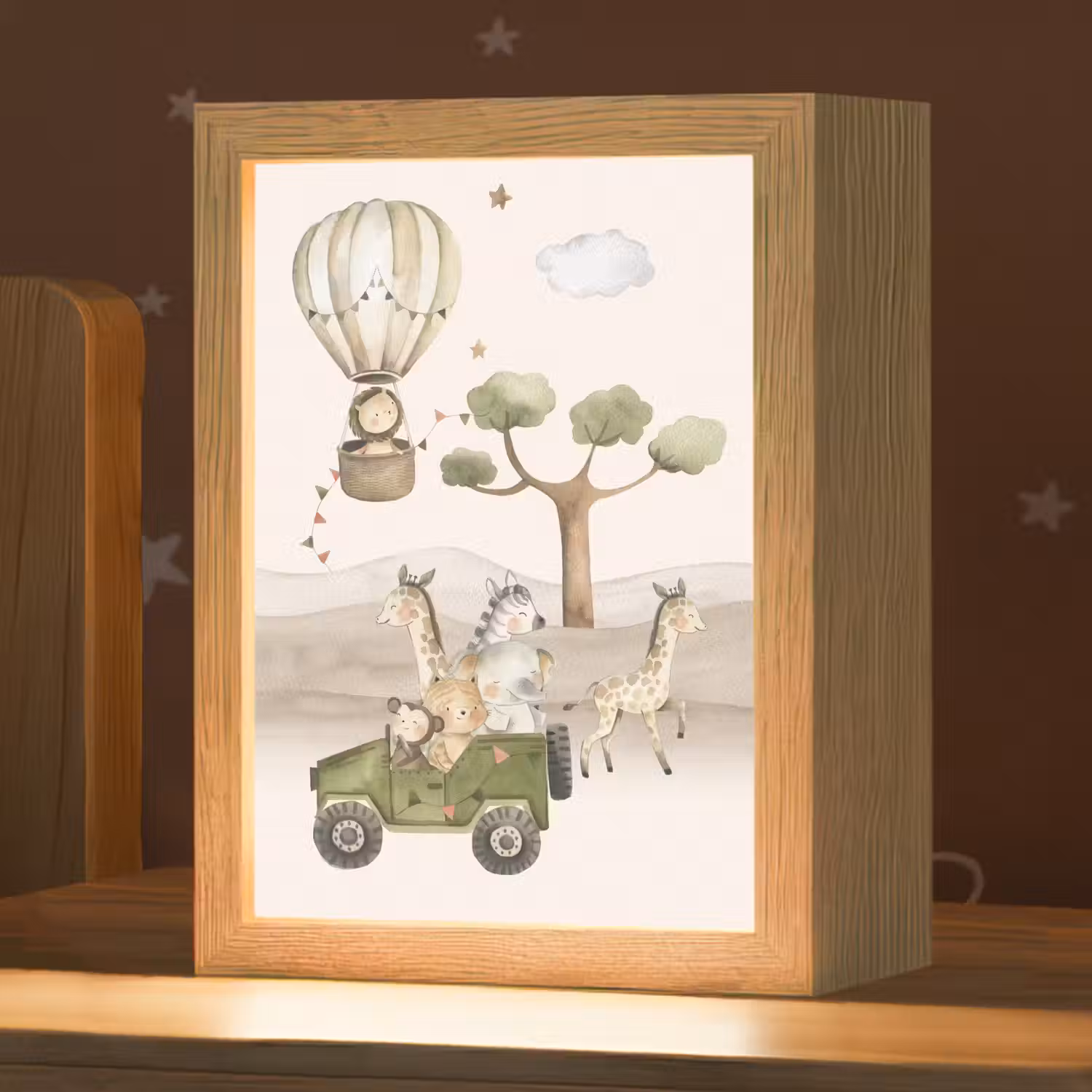 Wilde dieren - Safari - Watercolor - Luchtballon Light Box met kabel klein -zzz_3d_website