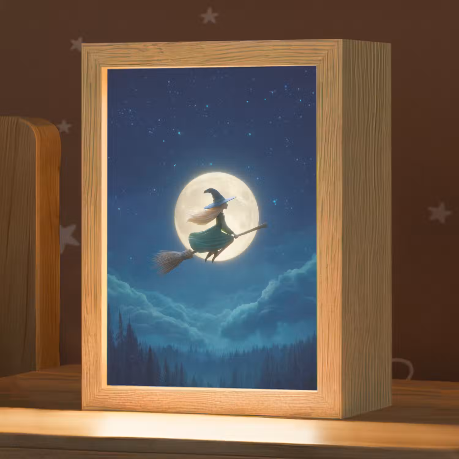 Heks - Volle maan - Sterrenhemel Light Box met kabel klein -zzz_3d_website