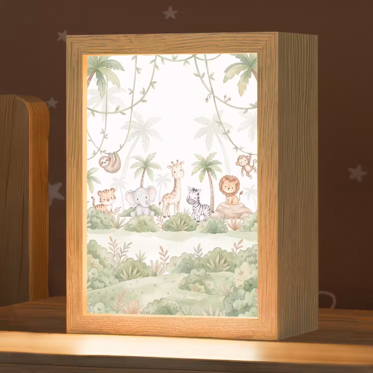 Dieren - Jungle - Pastel Light Box met kabel (Kinderlampje) klein -zzz_3d_website