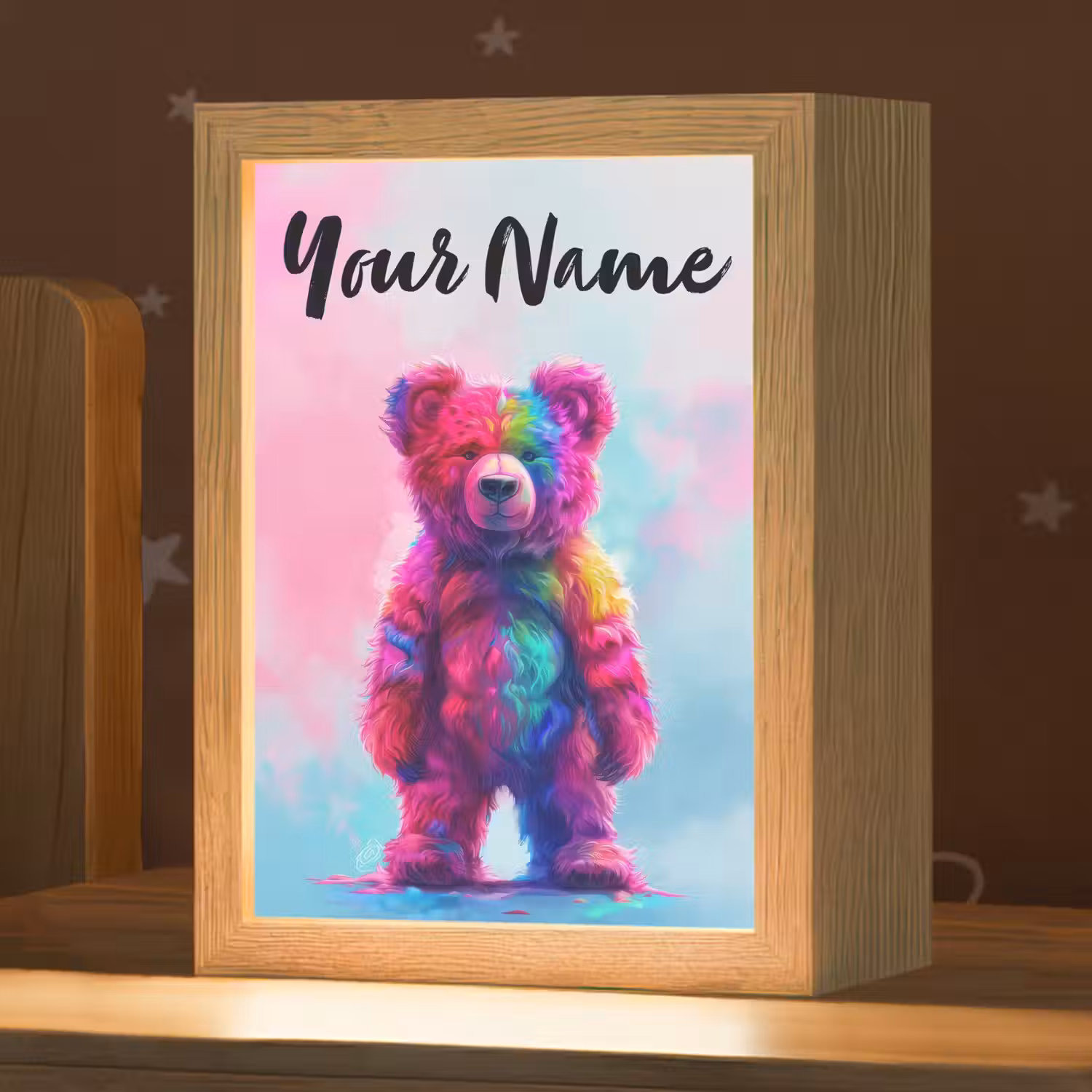 Beer - Kleurrijk - Dier Light Box met kabel (Kinderlampje) klein -zzz_3d_website
