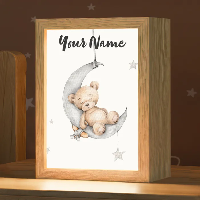 Beer - Maan - Sterren - Kinderen Light Box met kabel (Kinderlampje) klein -zzz_3d_website