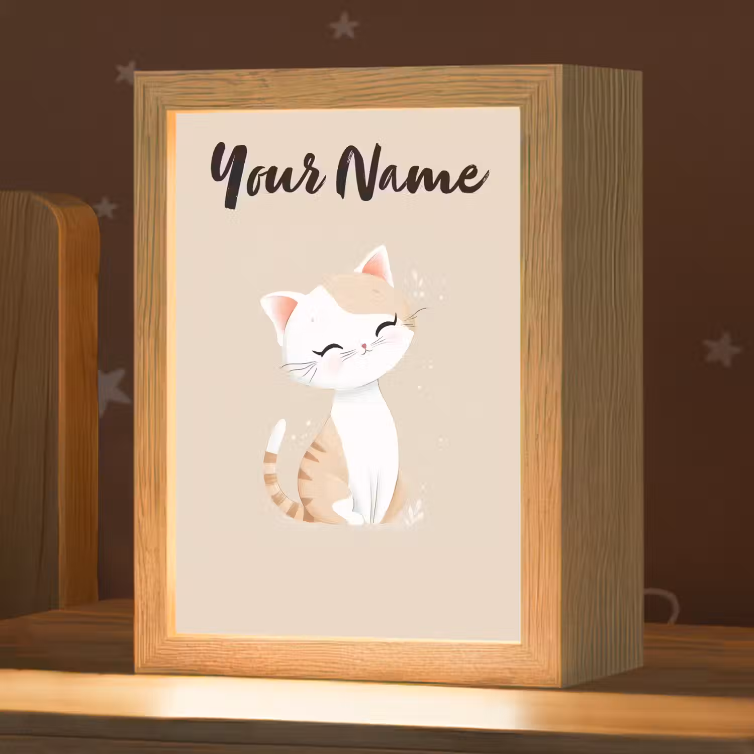 Kat - Kitten - Beige Light Box met kabel (Kinderlampje) klein -zzz_3d_website