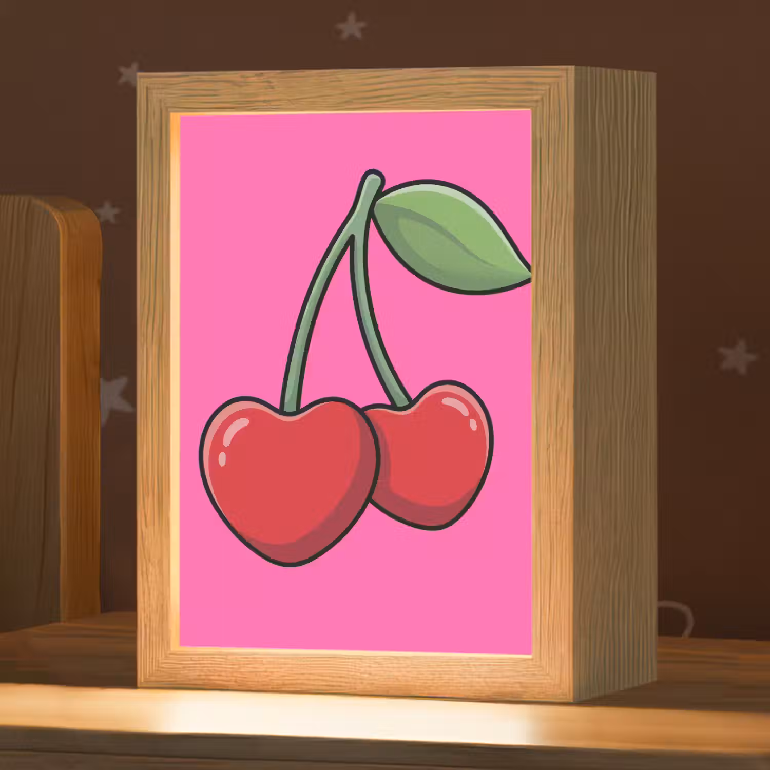 Kers - Roze - Fruit Light Box met kabel (Kinderlampje) klein -zzz_3d_website