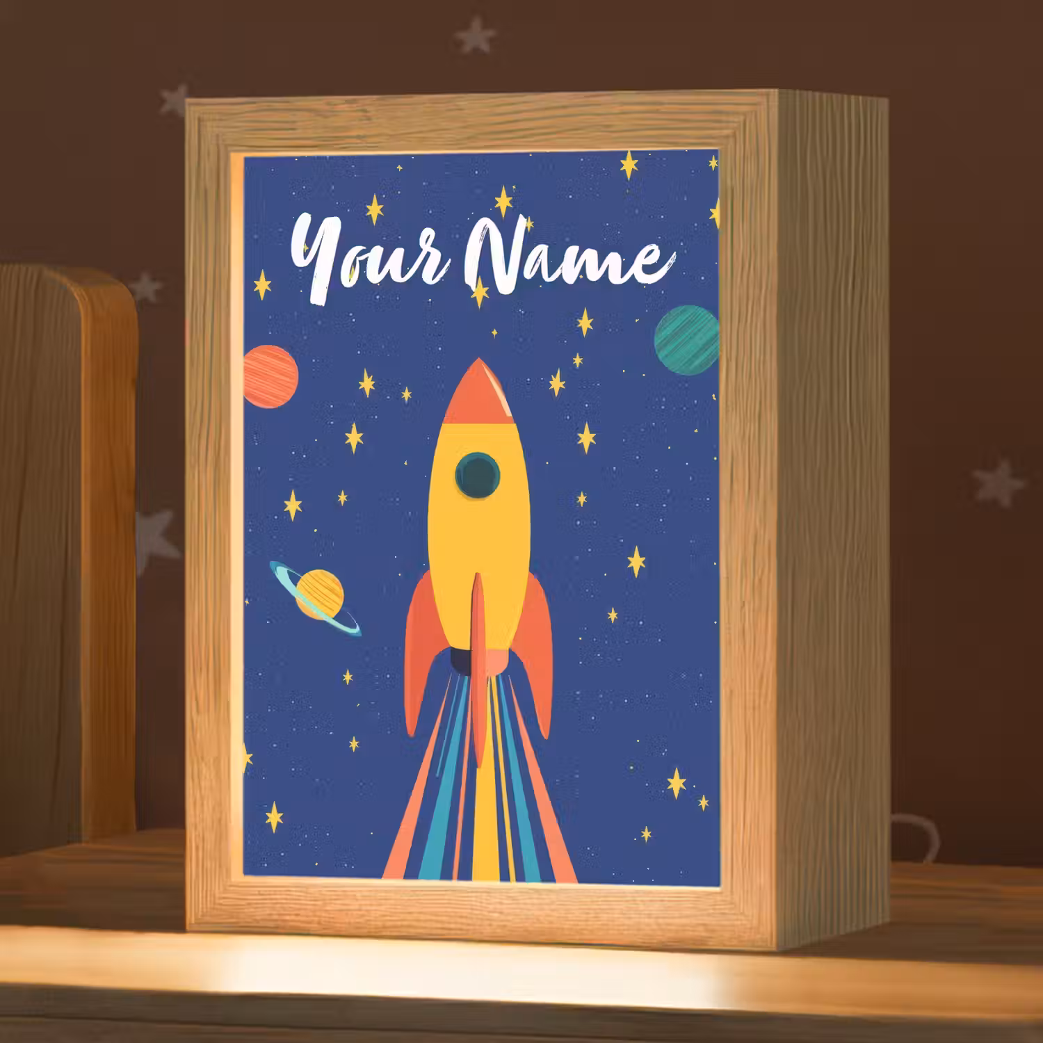 Kleurrijk - Raket - Ruimte Light Box met kabel (Kinderlampje) klein -zzz_3d_website