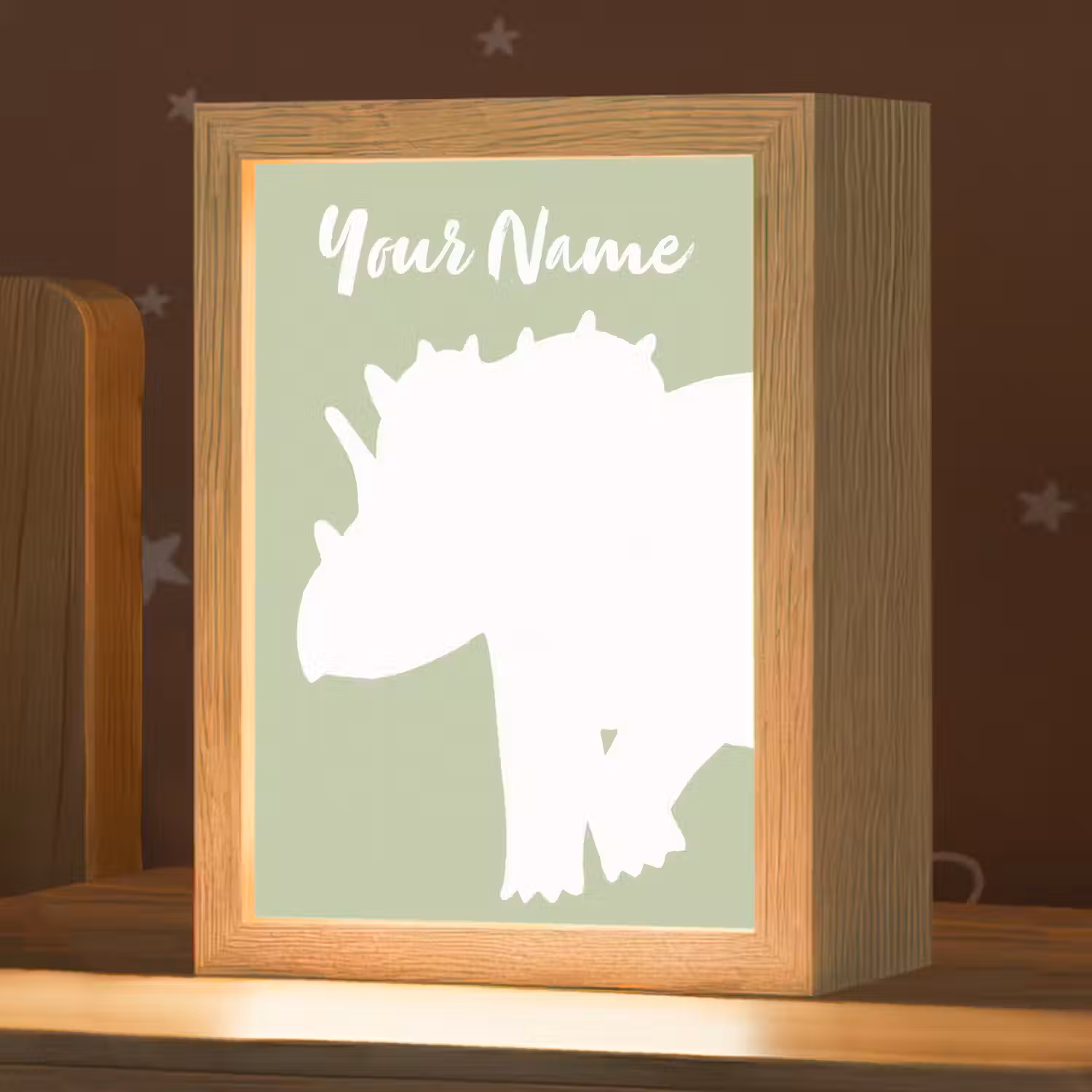 Dino - Triceratops - Dinosaurus - Groen Light Box met kabel (Kinderlampje) klein -zzz_3d_website