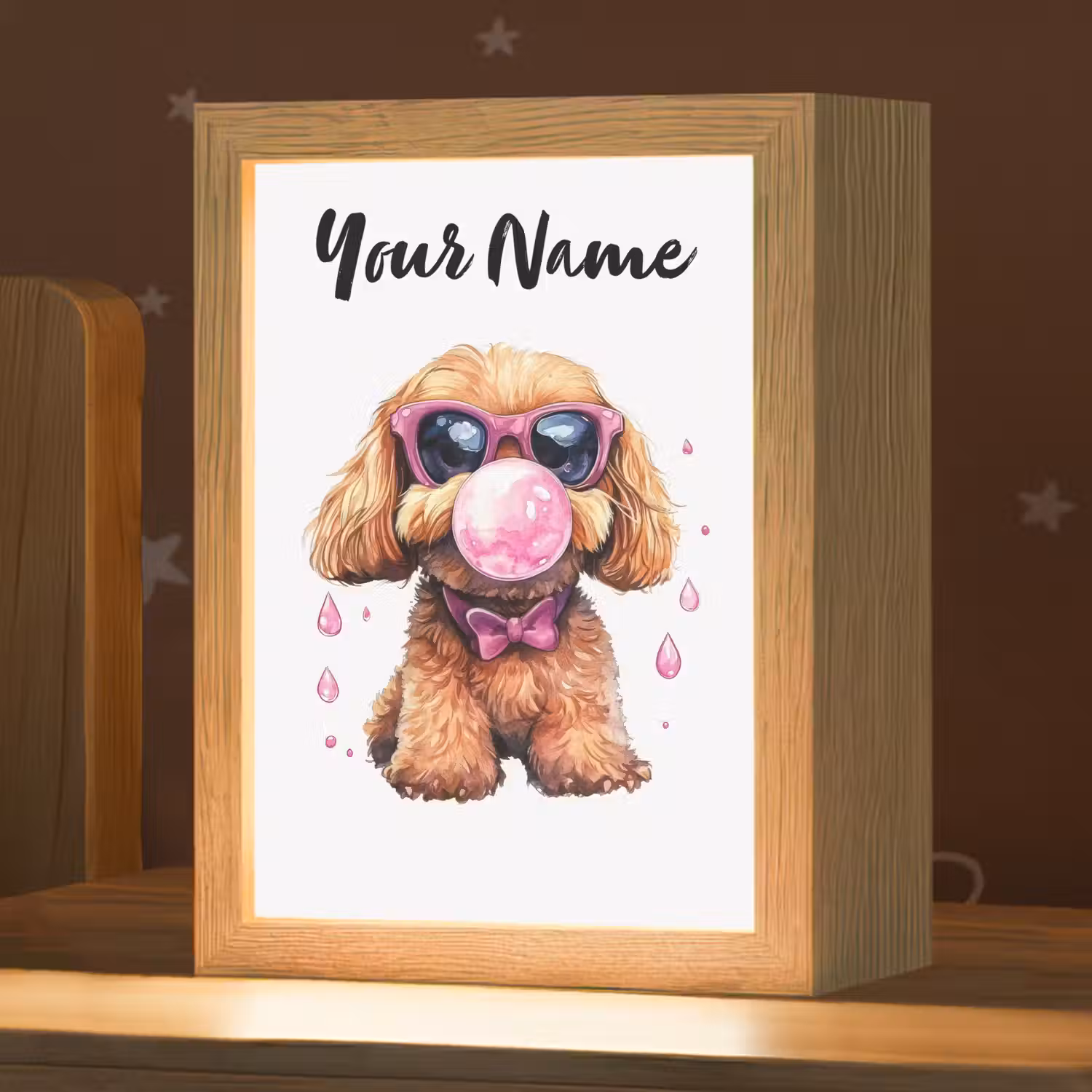 Hond - Roze - Kauwgom Light Box met kabel (Kinderlampje) klein -zzz_3d_website