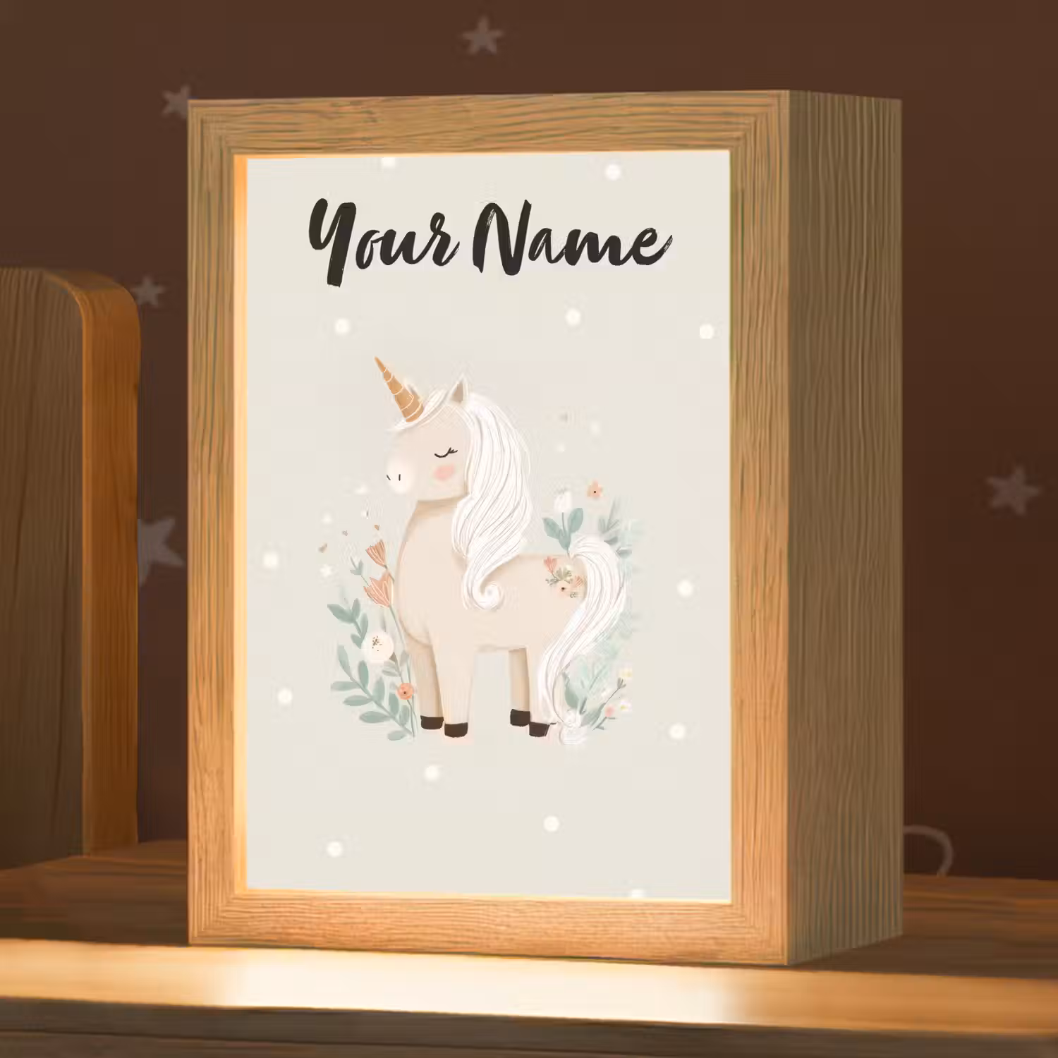 Stippen - Eenhoorn - Minimalistisch - Bloemen Light Box met kabel (Kinderlampje) klein -zzz_3d_website