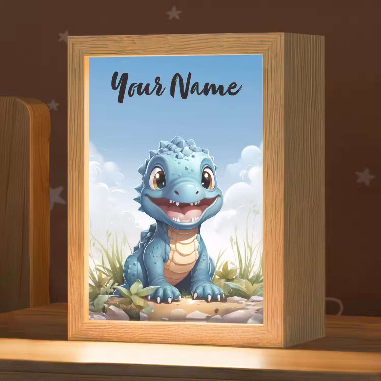 Draak - Blauw - Jongens - Kinderen Light Box met kabel (Kinderlampje) klein -zzz_3d_website