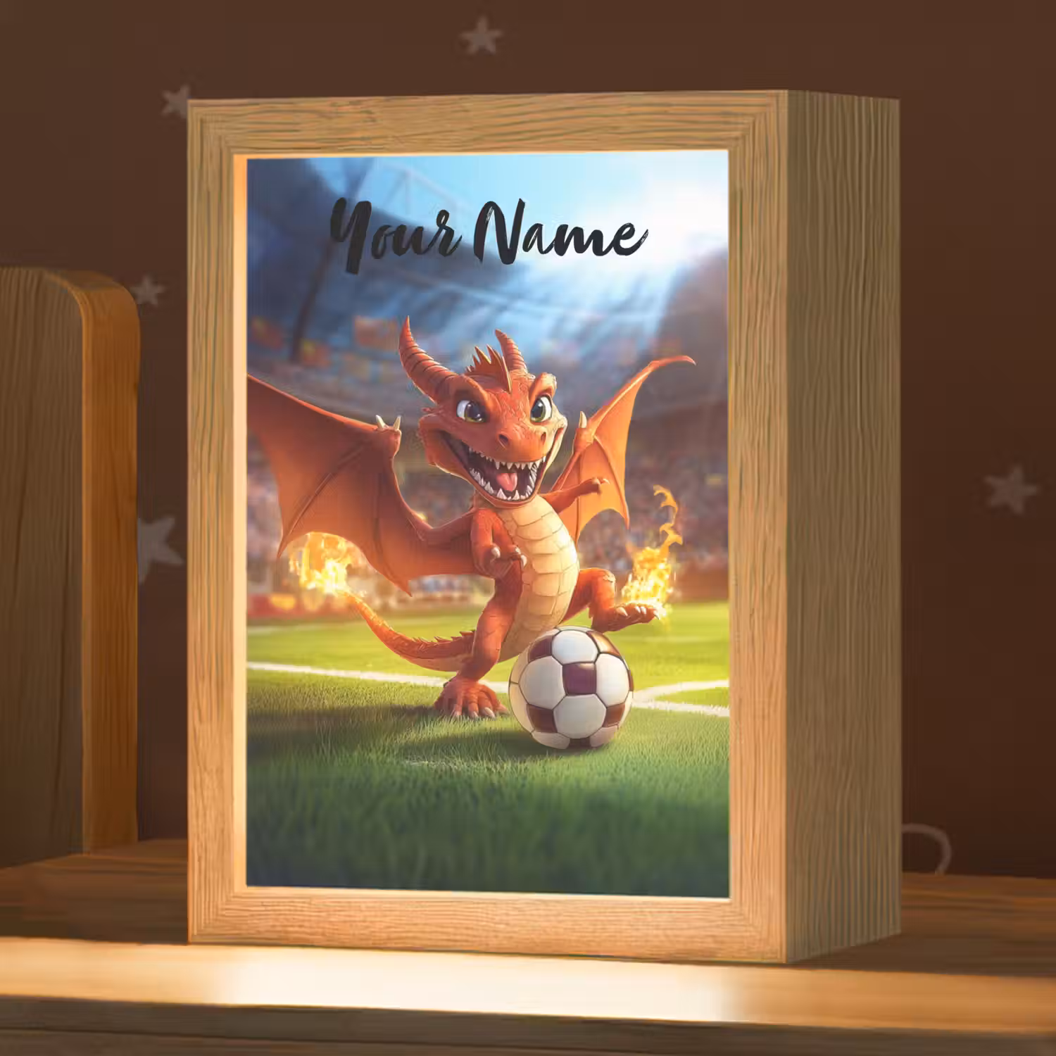 Draak - Voetbal - Vuur - Stadion Light Box met kabel (Kinderlampje) klein -zzz_3d_website