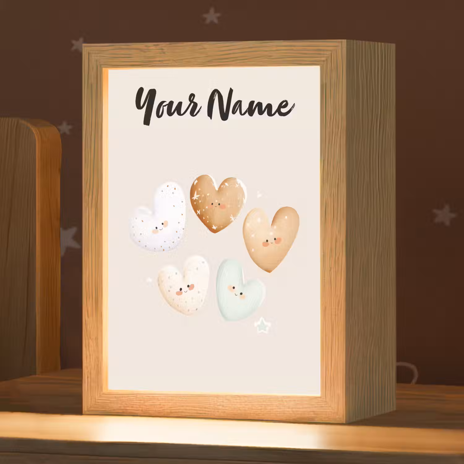 Gezichtjes - Hartjes - Pasteltinten - Sterretjes Light Box met kabel (Kinderlampje) klein -zzz_3d_website