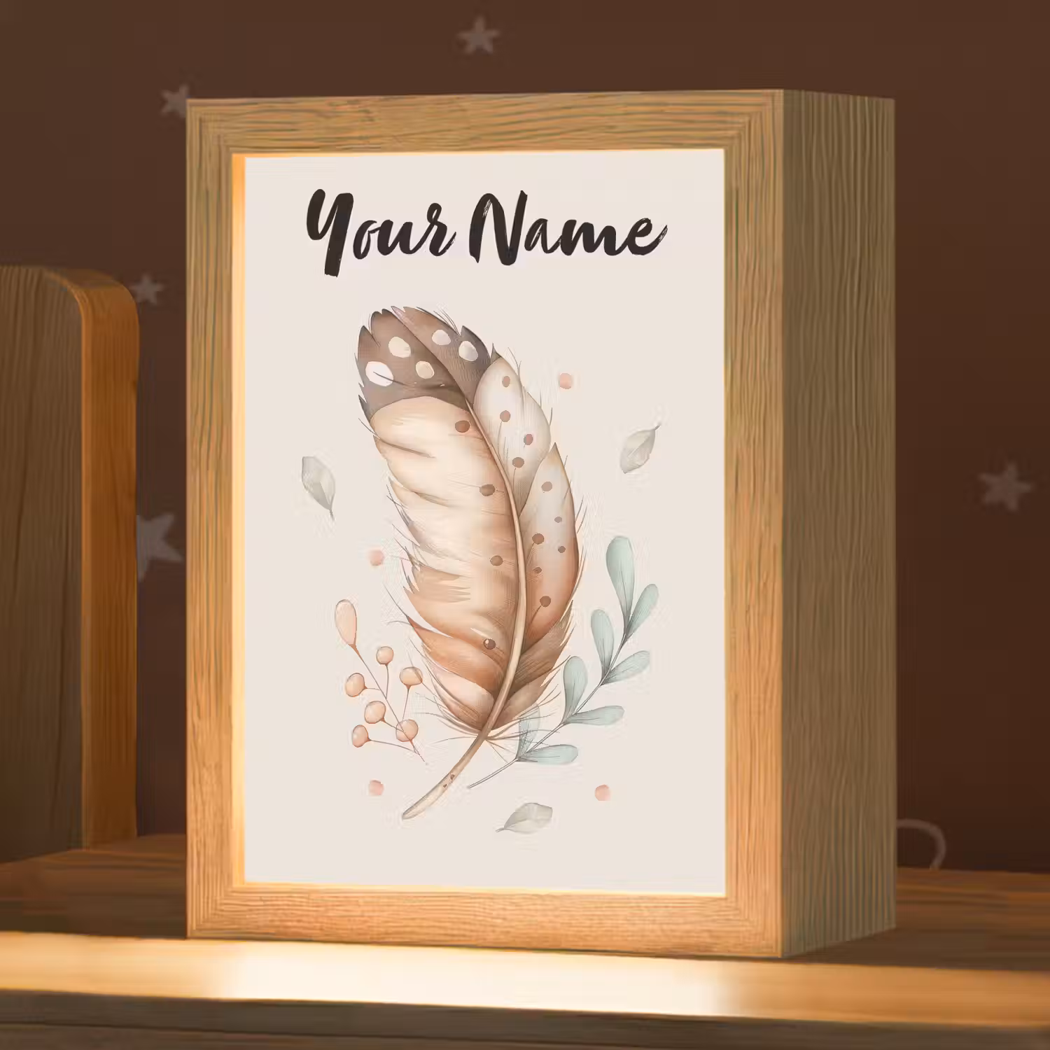 Veer - Bohemian - Boho - Pastel kleuren Light Box met kabel (Kinderlampje) klein -zzz_3d_website