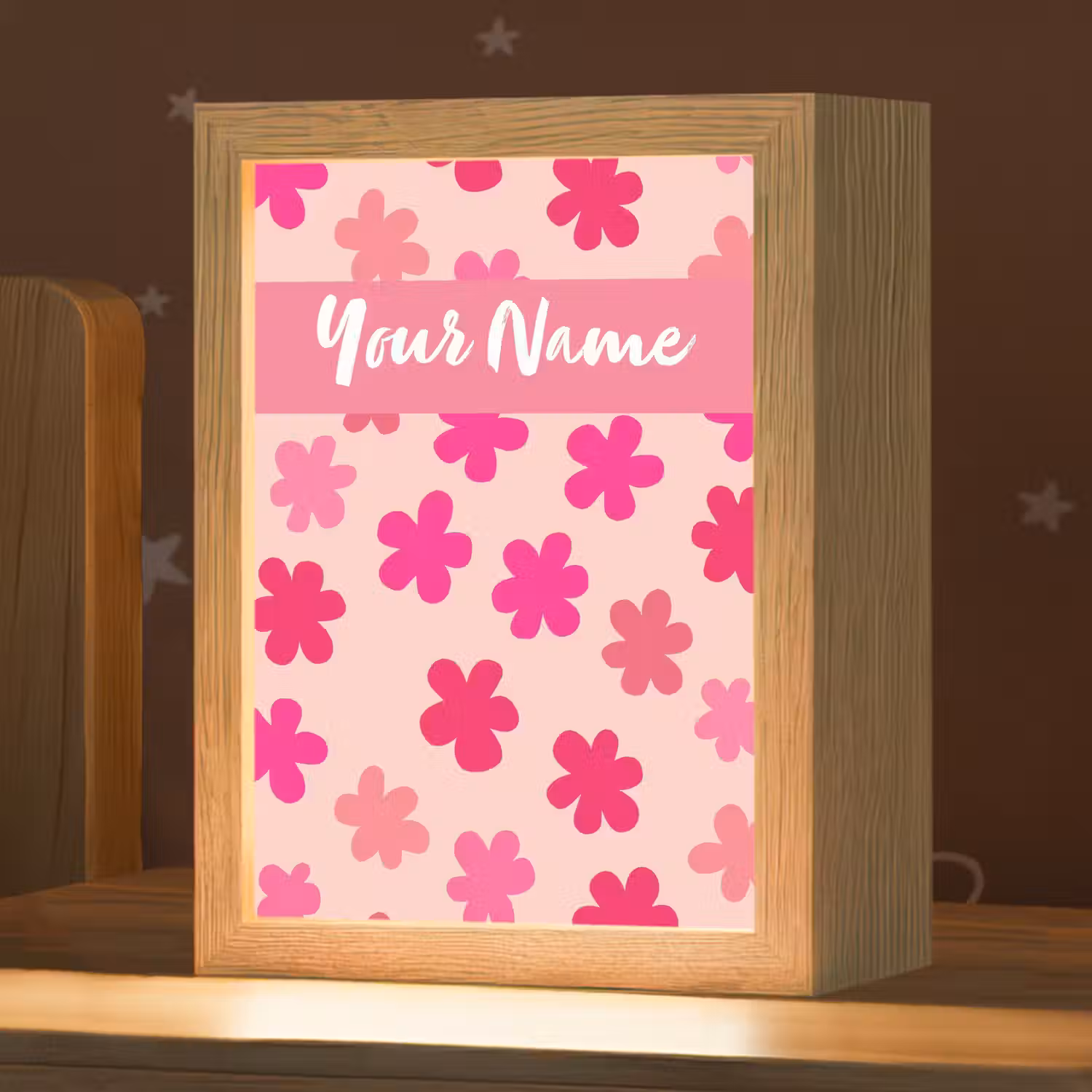 Bloemen - Patroon - Roze Light Box met kabel (Kinderlampje) klein -zzz_3d_website