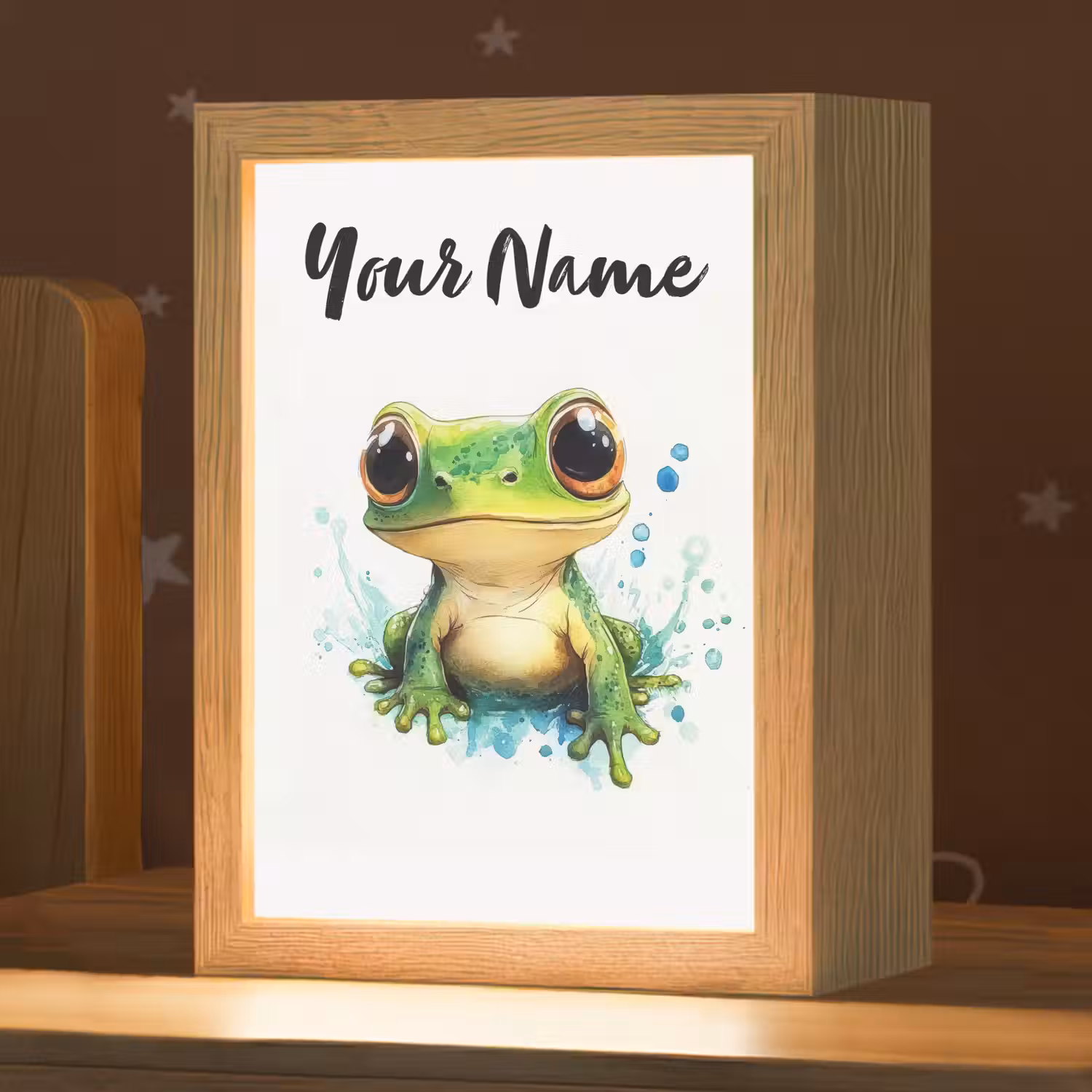 Kikker - Groen - Water - Dieren Light Box met kabel (Kinderlampje) klein -zzz_3d_website