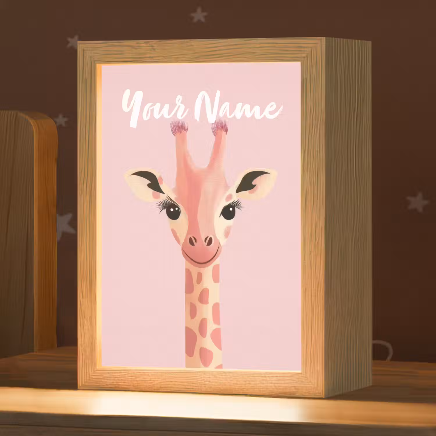 Giraffe - Illustratie - Roze Light Box met kabel (Kinderlampje) klein -zzz_3d_website