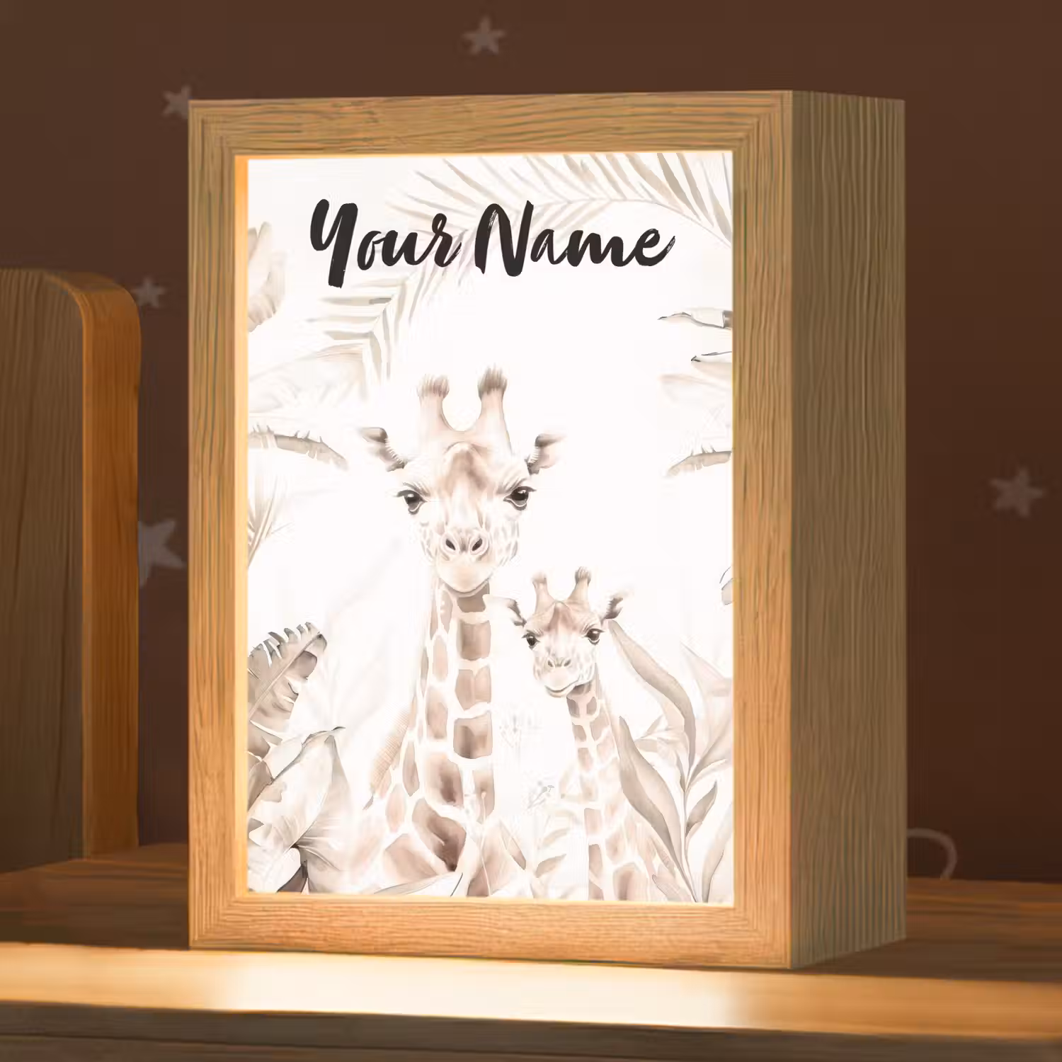 Giraffe - Jungle - Bruin - Kinderen Light Box met kabel (Kinderlampje) klein -zzz_3d_website