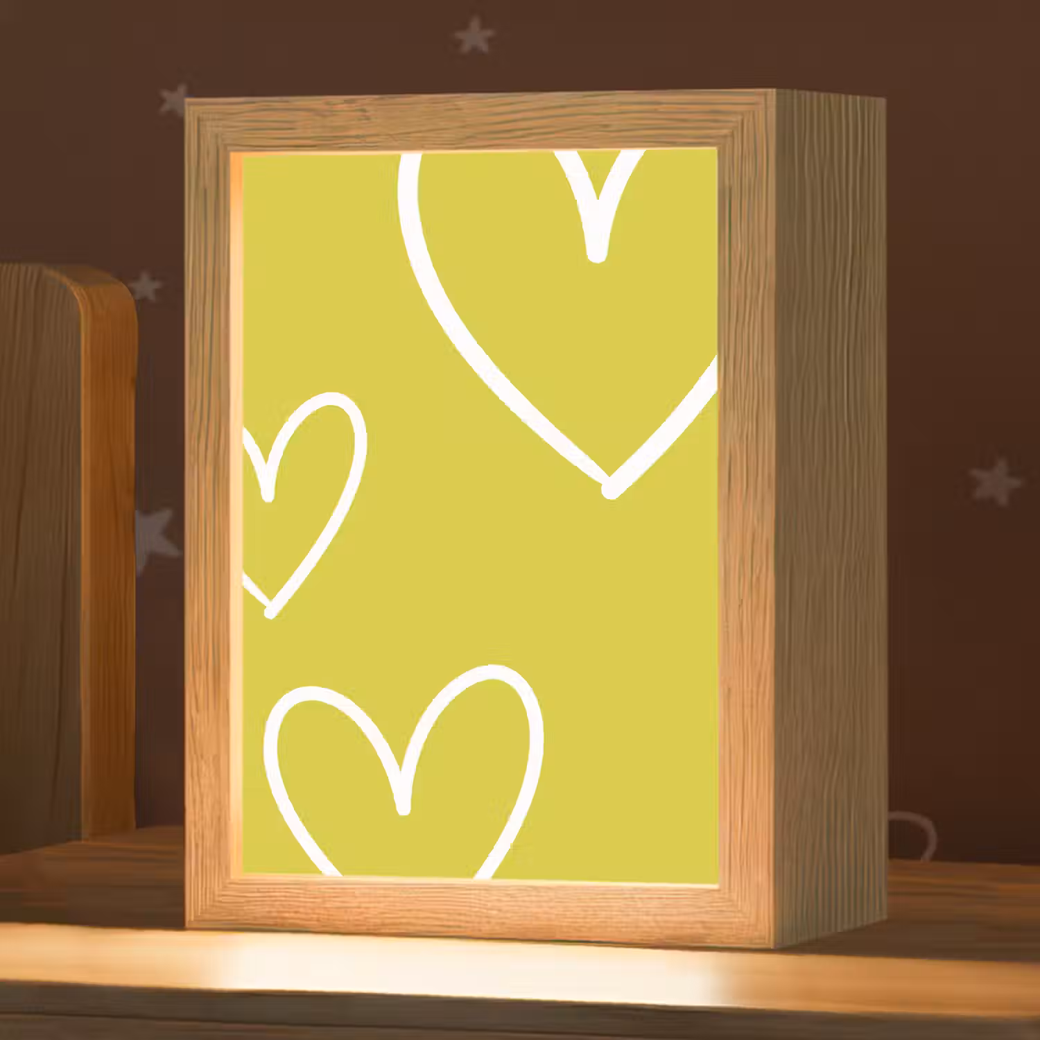 Groen - Hartjes - Wit Light Box met kabel (Kinderlampje) klein -zzz_3d_website