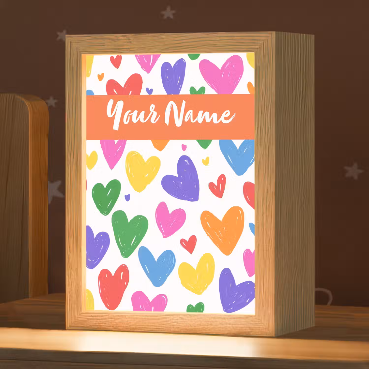 Hartjes - Patroon - Kleurrijk Light Box met kabel (Kinderlampje) klein -zzz_3d_website