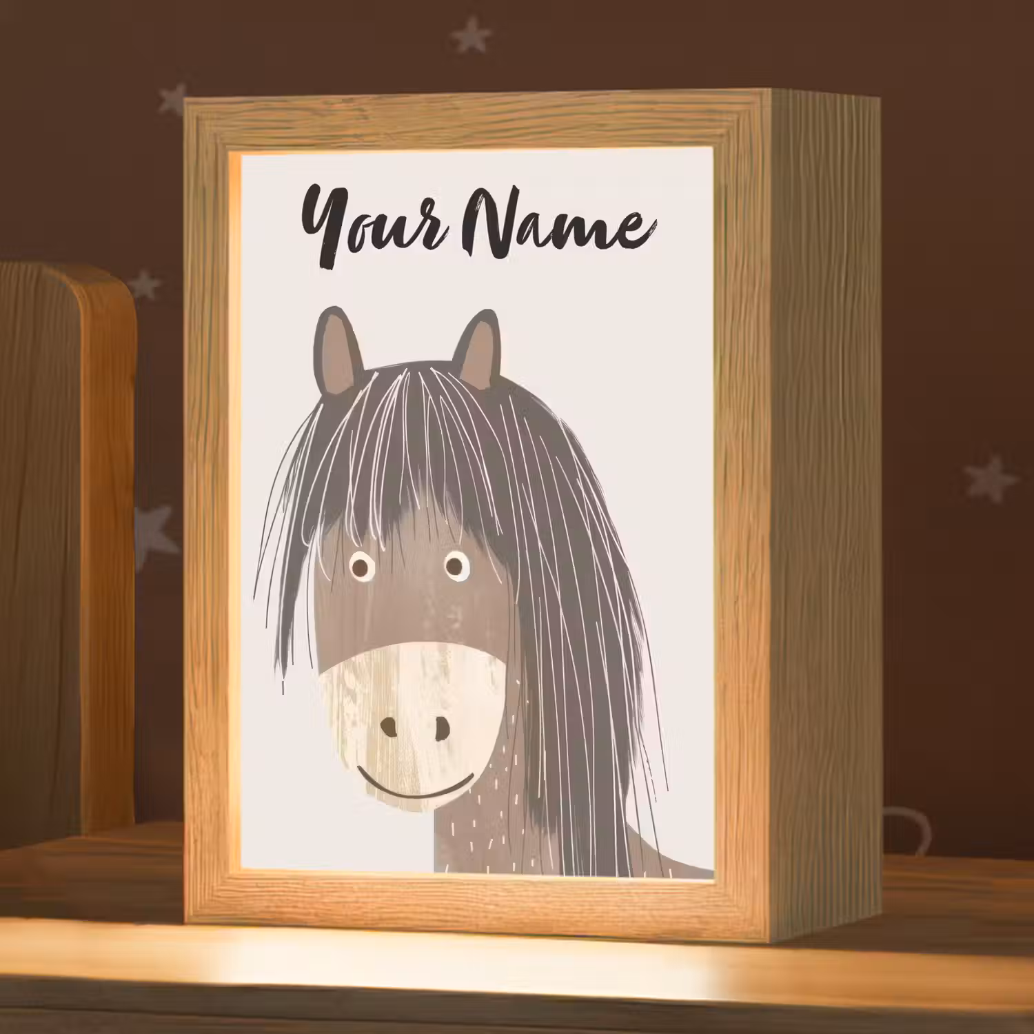 Paard - Dier - Pastel kleuren - Paarden Light Box met kabel (Kinderlampje) klein -zzz_3d_website