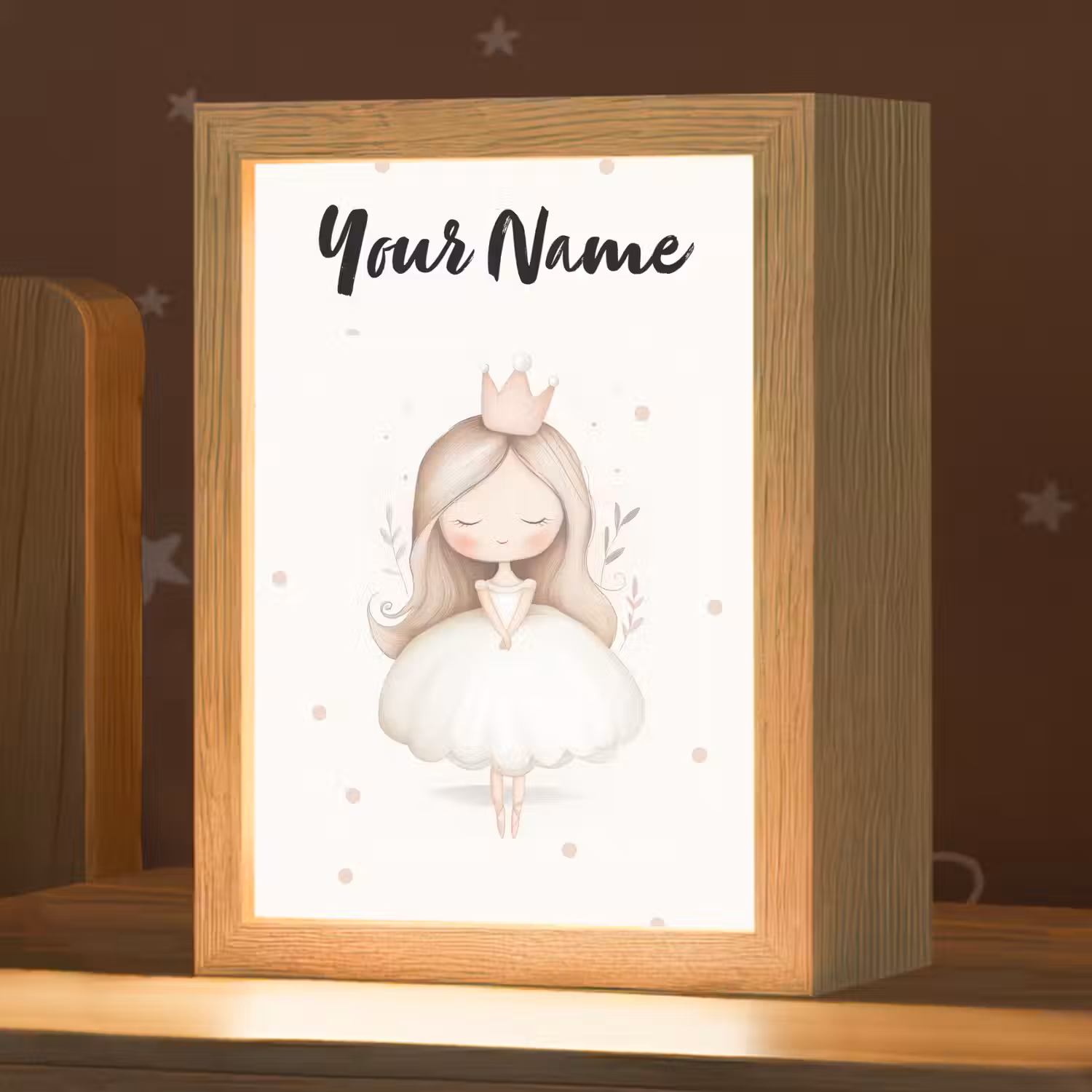 Blaadjes - Ballerina - Stippen - Kroon Light Box met kabel (Kinderlampje) klein -zzz_3d_website